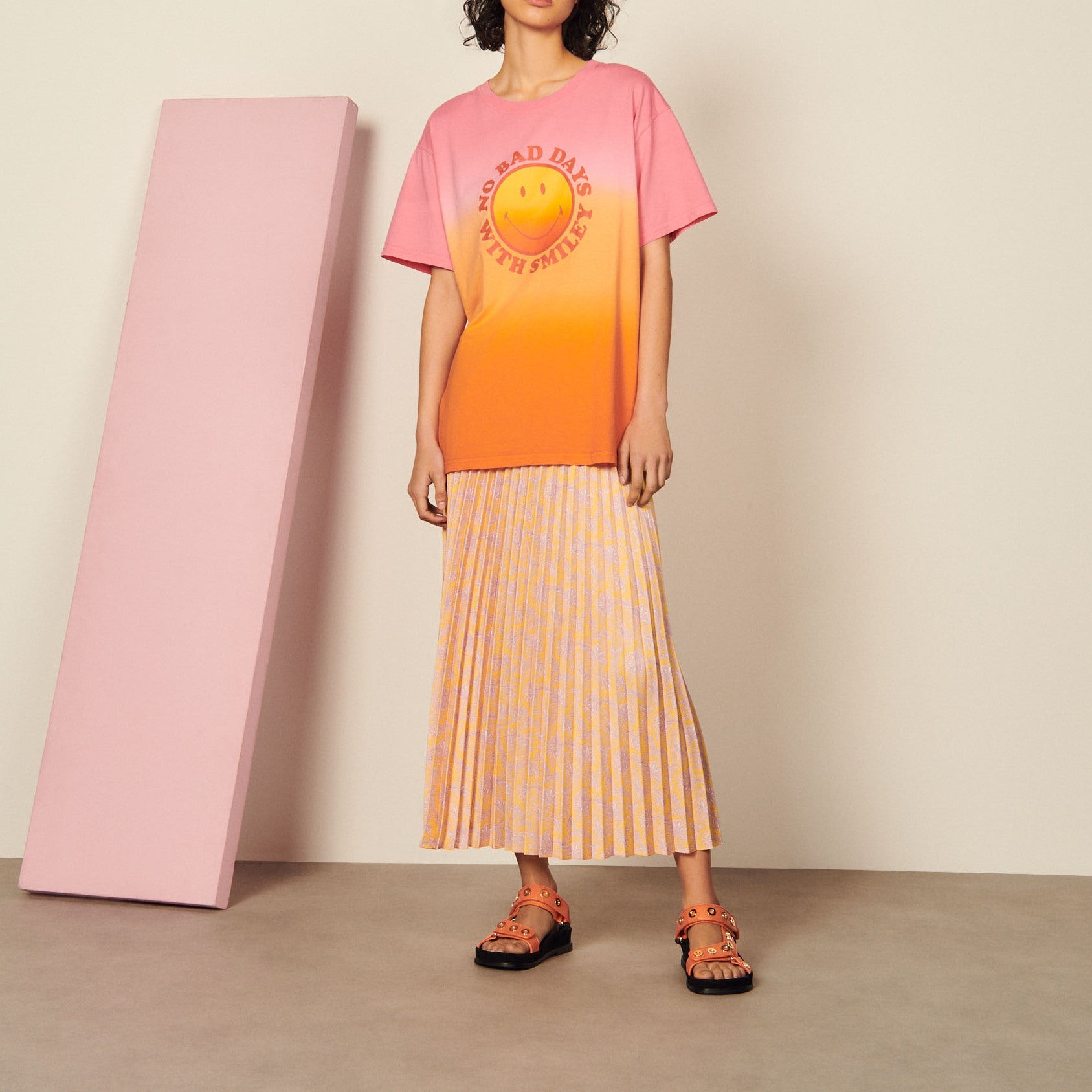 Jupe midi plissée imprimée Sandro seconde main