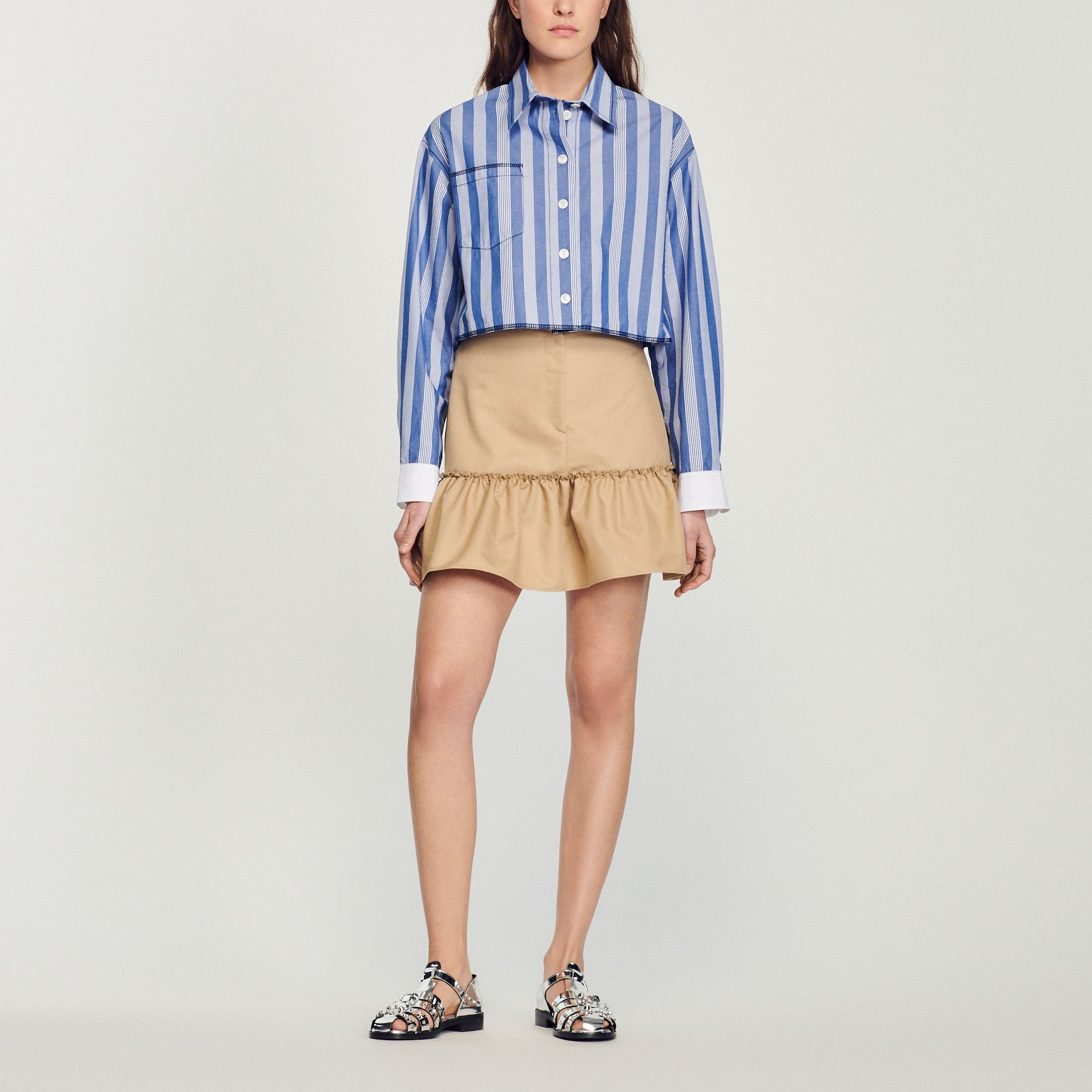 Chemise courte à rayures Sandro seconde main