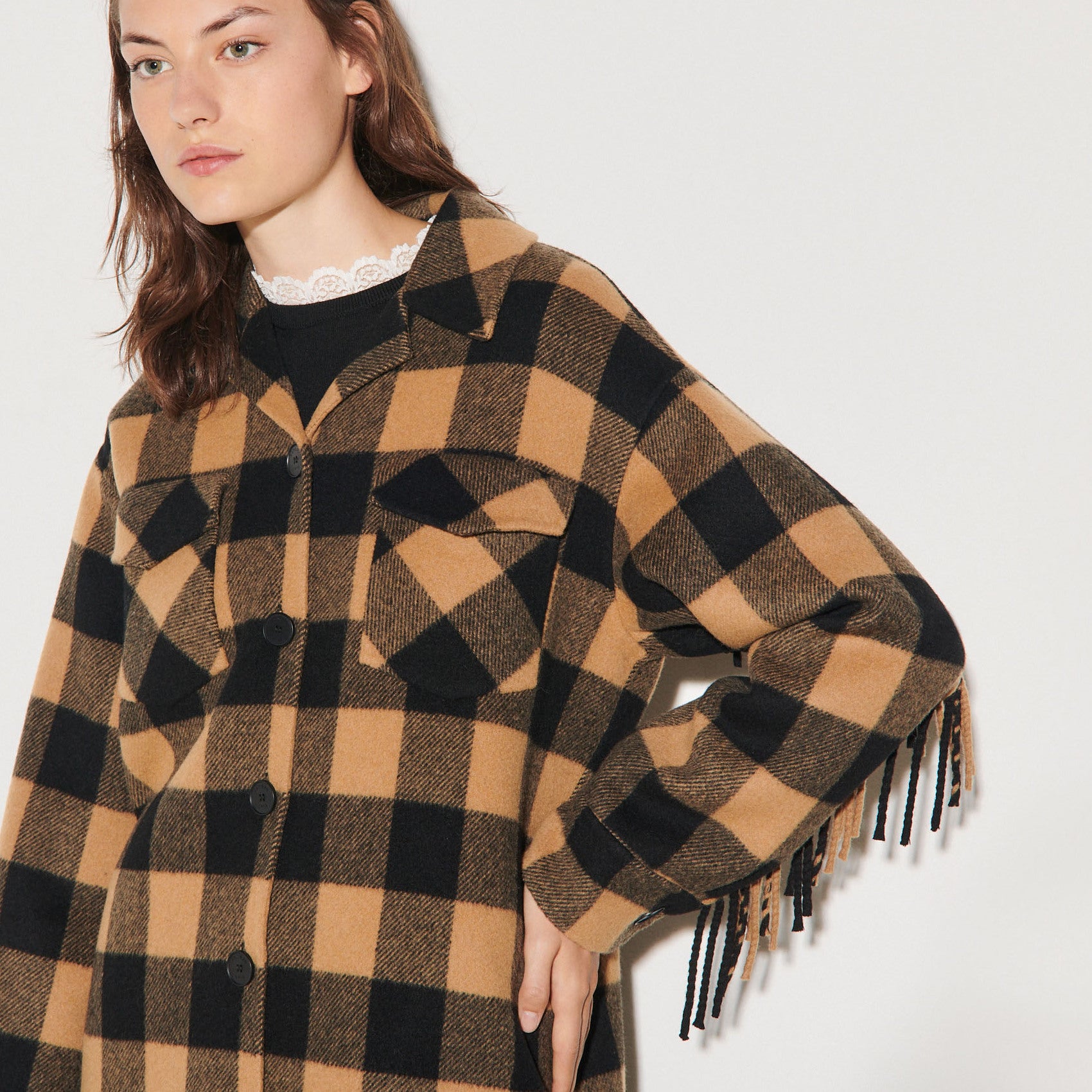 Veste Chemise oversize à carreaux Sandro seconde main