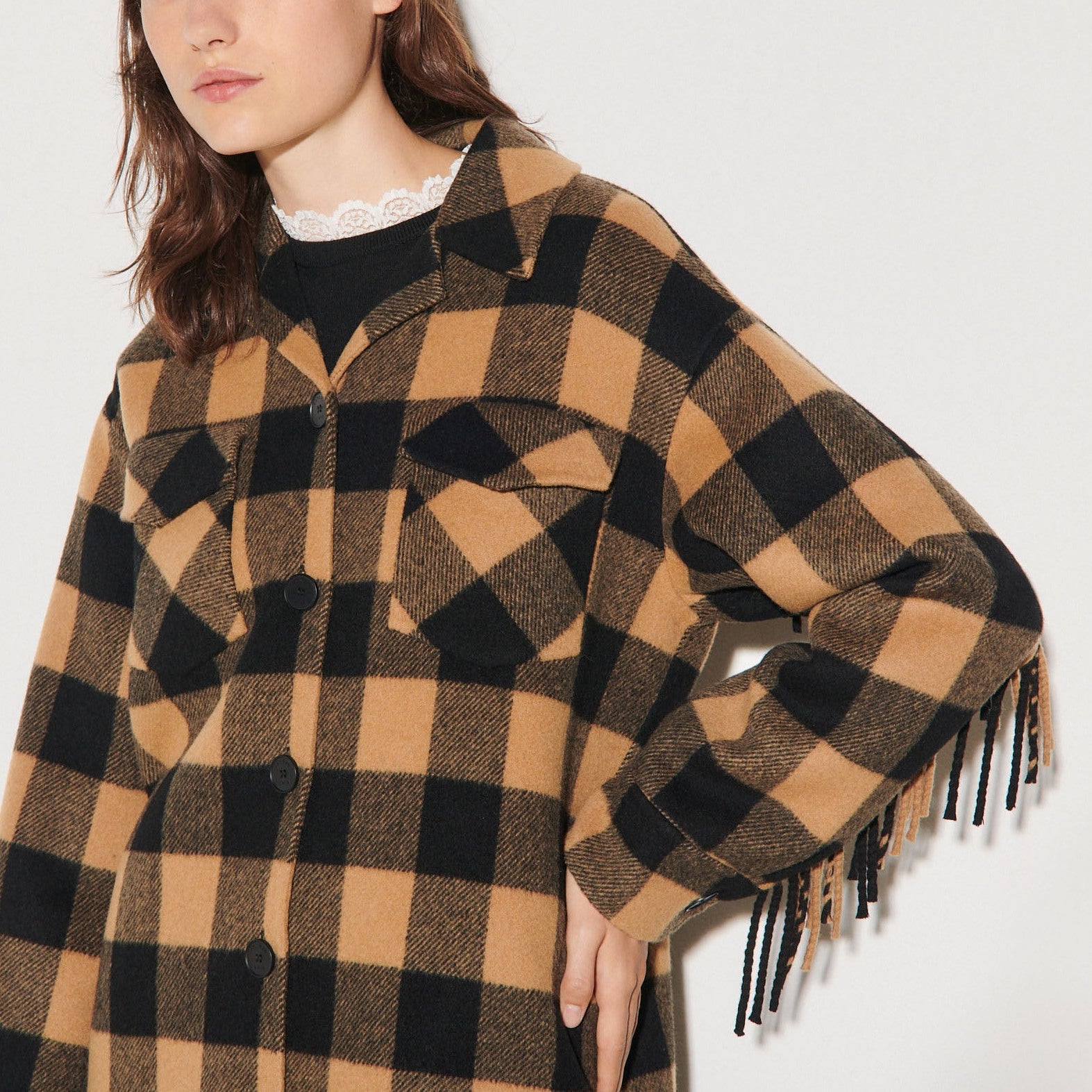 Veste Chemise oversize à carreaux Sandro seconde main