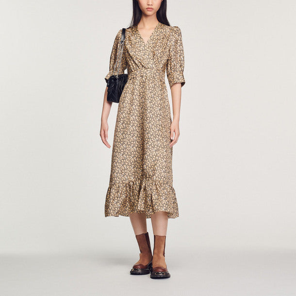 Robe longue fluide portefeuille Sandro seconde main