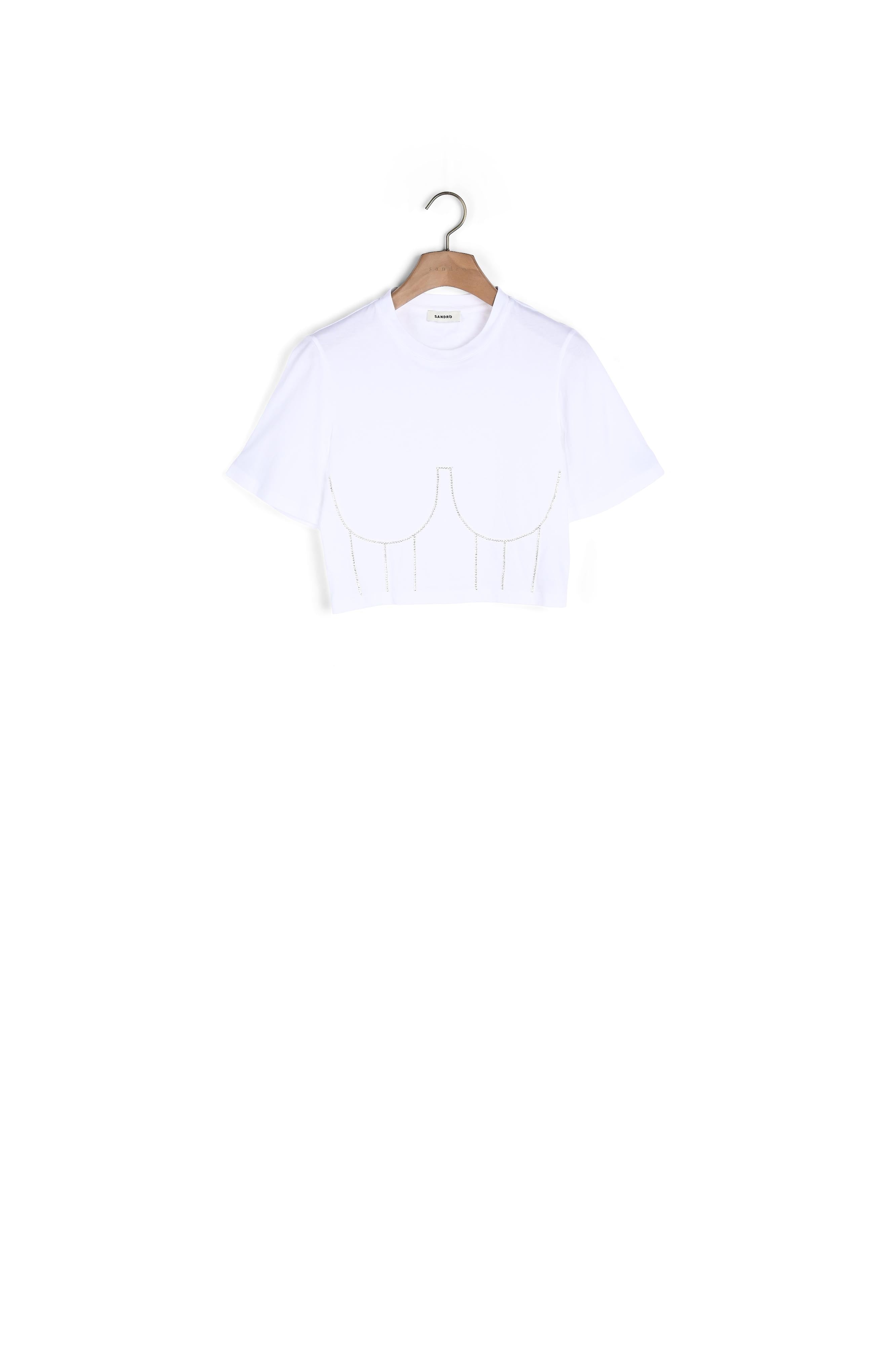 Tee-shirt effet bustier à strass Sandro seconde main