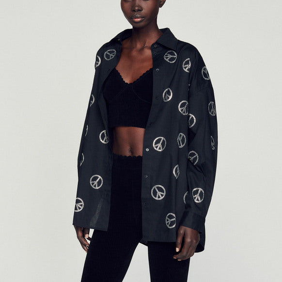 Chemise en popeline peace and love Sandro seconde main