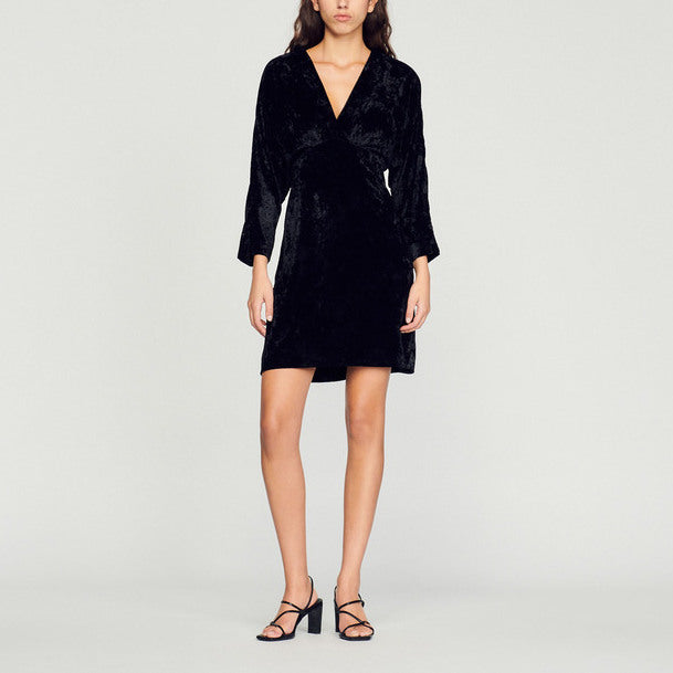 Robe courte en velours frappé Sandro seconde main