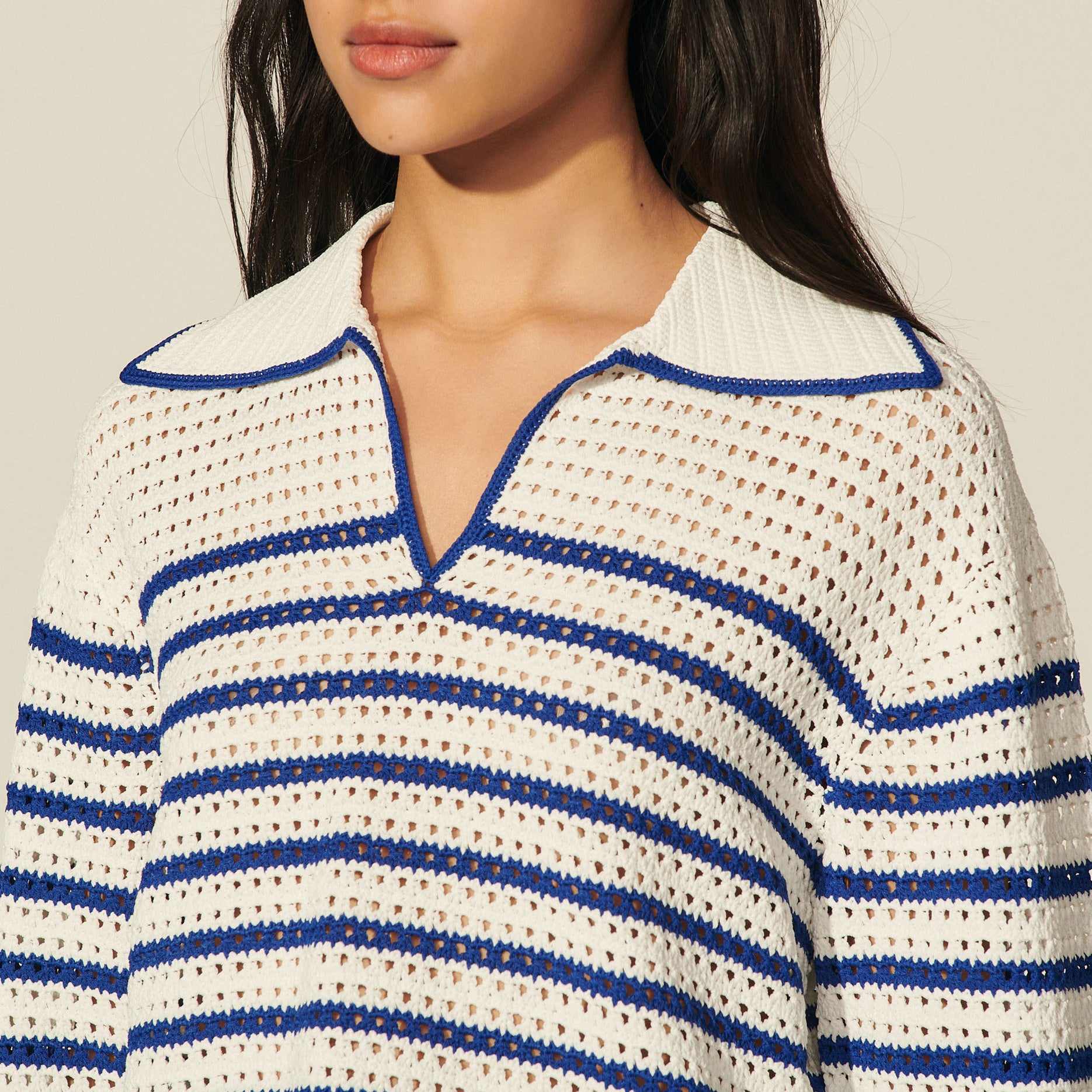 Pull marinière en crochet Sandro seconde main