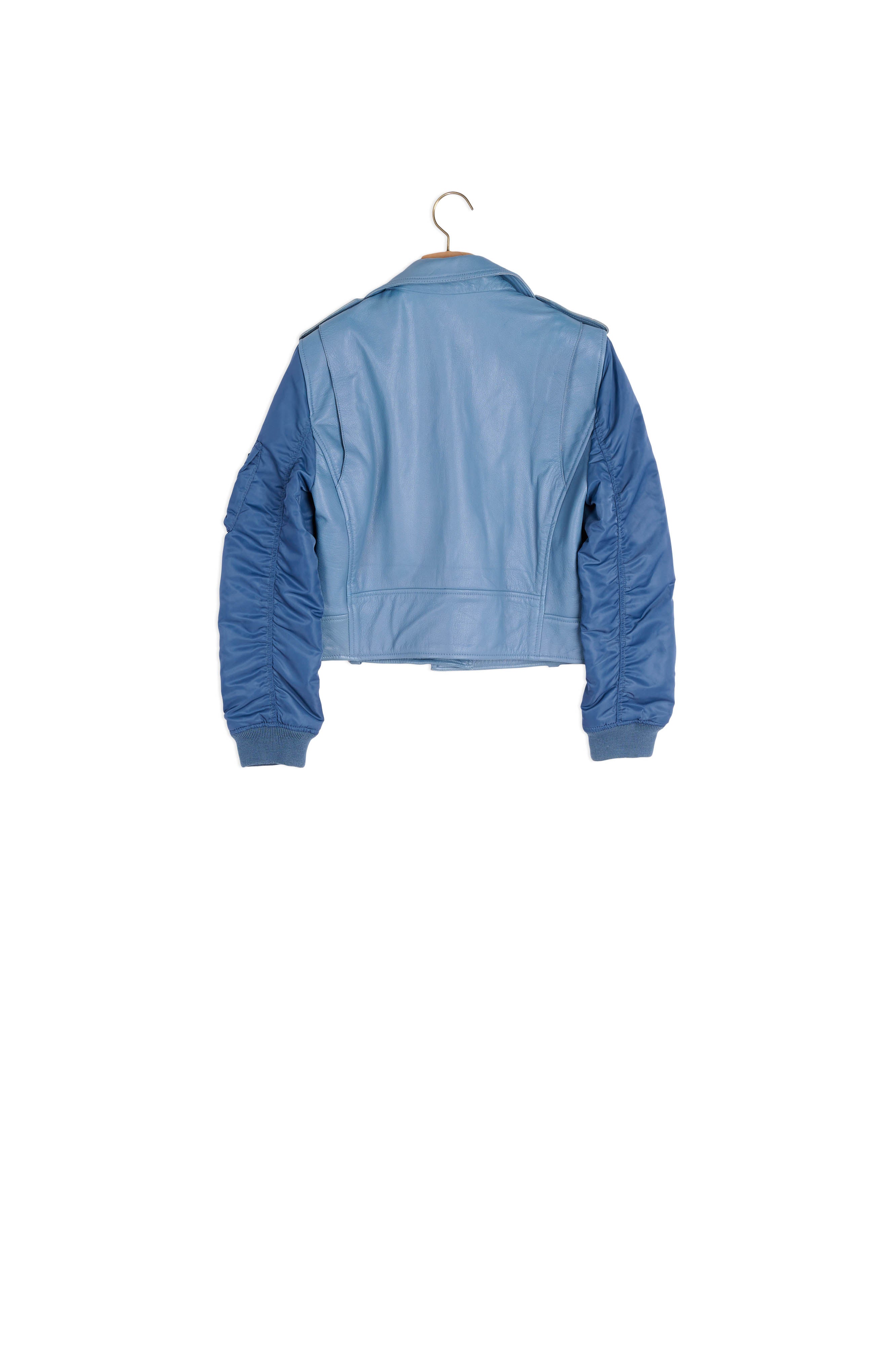 Veste en cuir et manches teddy Sandro seconde main