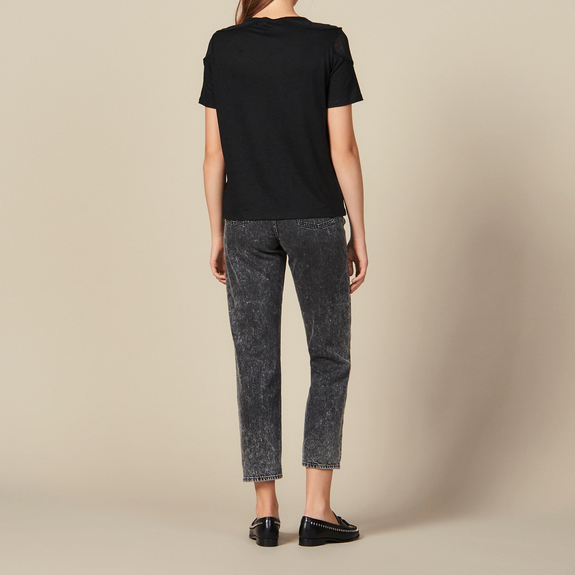 T-shirt à empiècement transparent Sandro seconde main