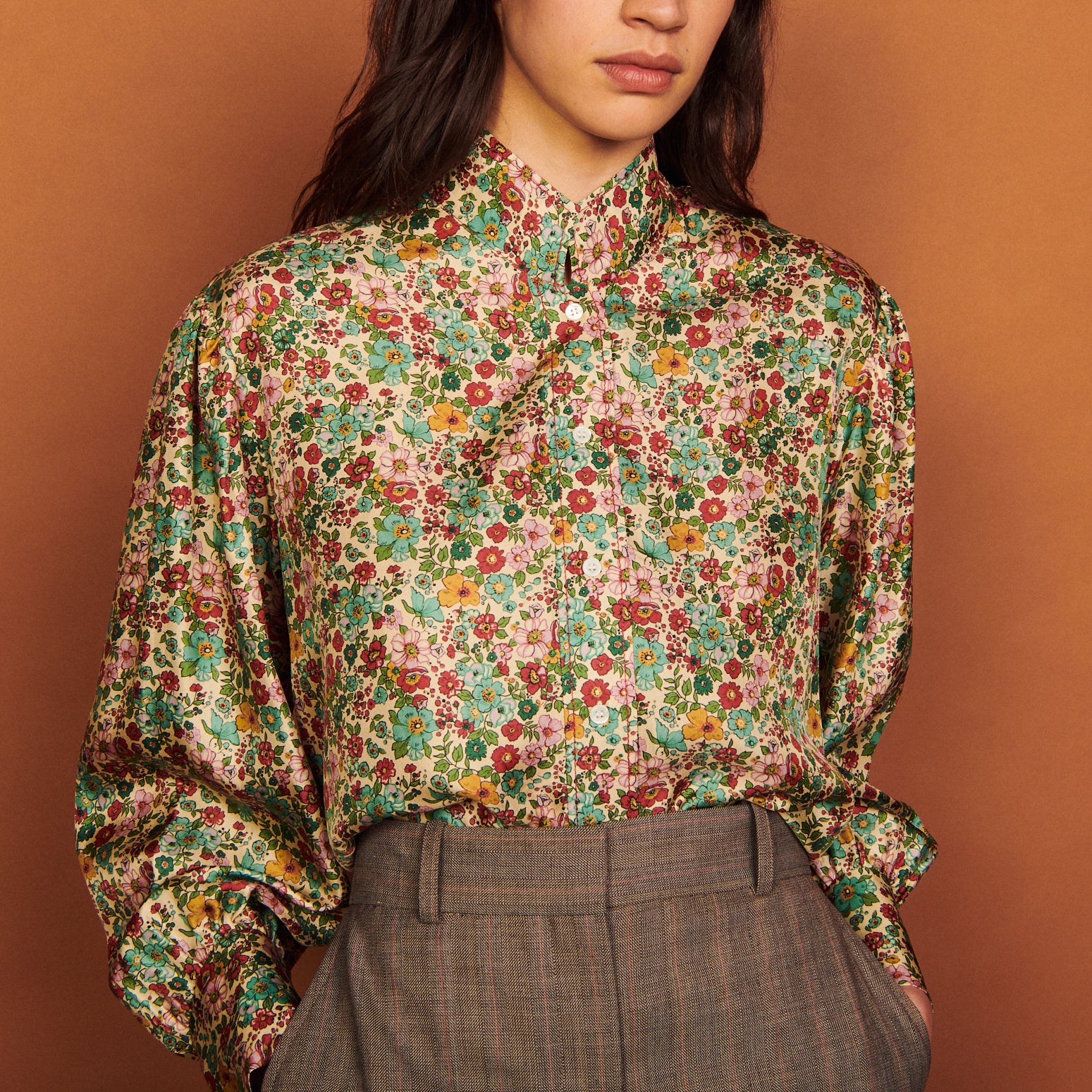 Chemise fluide imprimée en soie Sandro seconde main