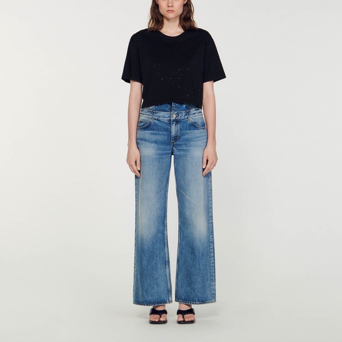 Tee-shirt court strassé Sandro seconde main