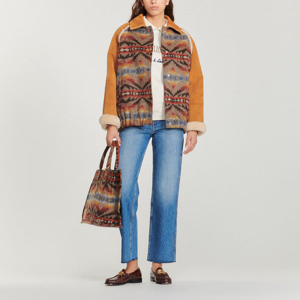 Manteau bi matière à motifs graphiques Sandro seconde main