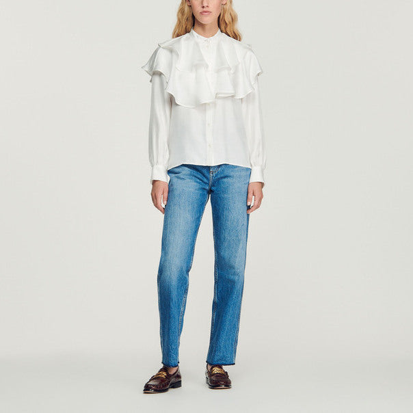 Chemise en soie à volants Sandro seconde main