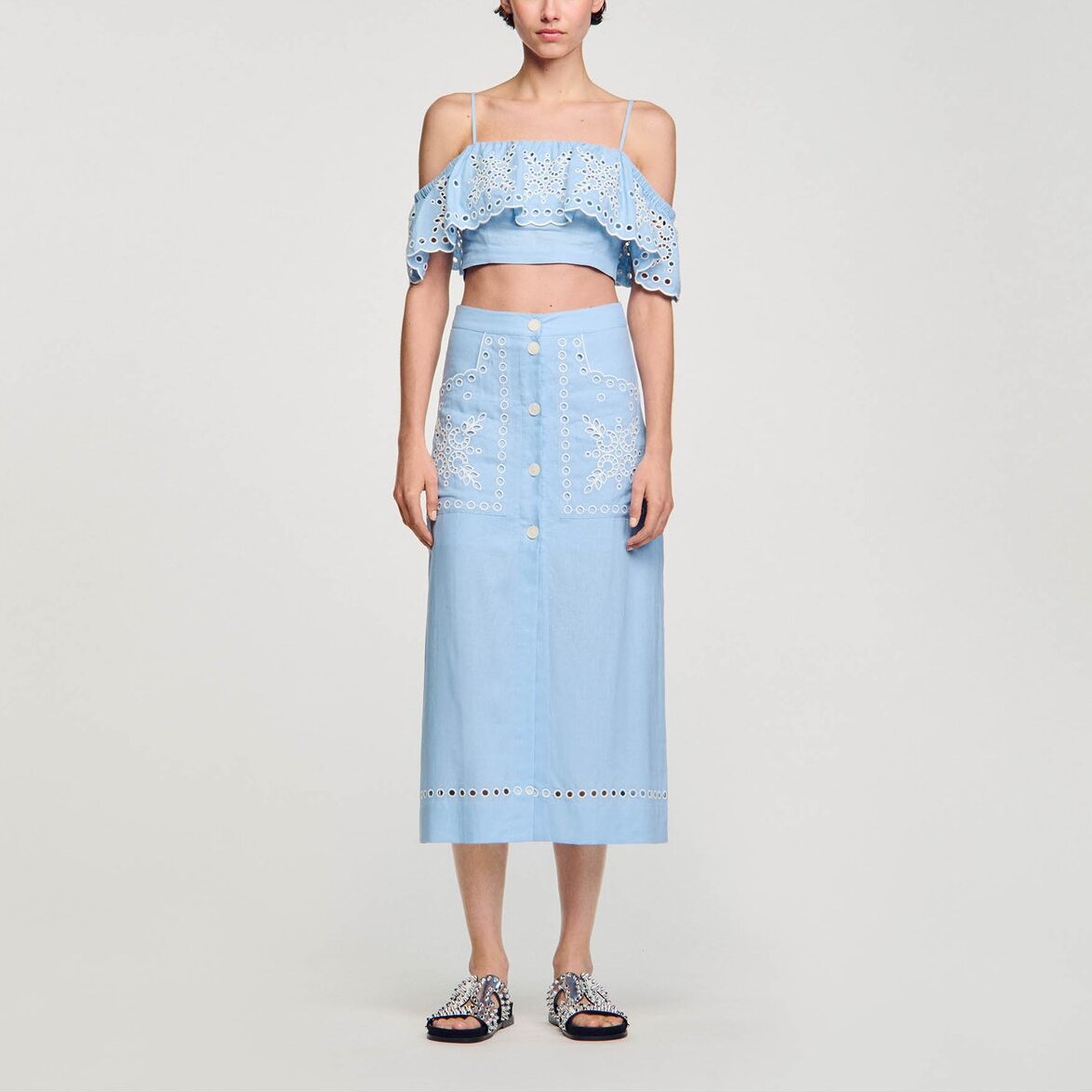 Jupe longue brodée Sandro seconde main