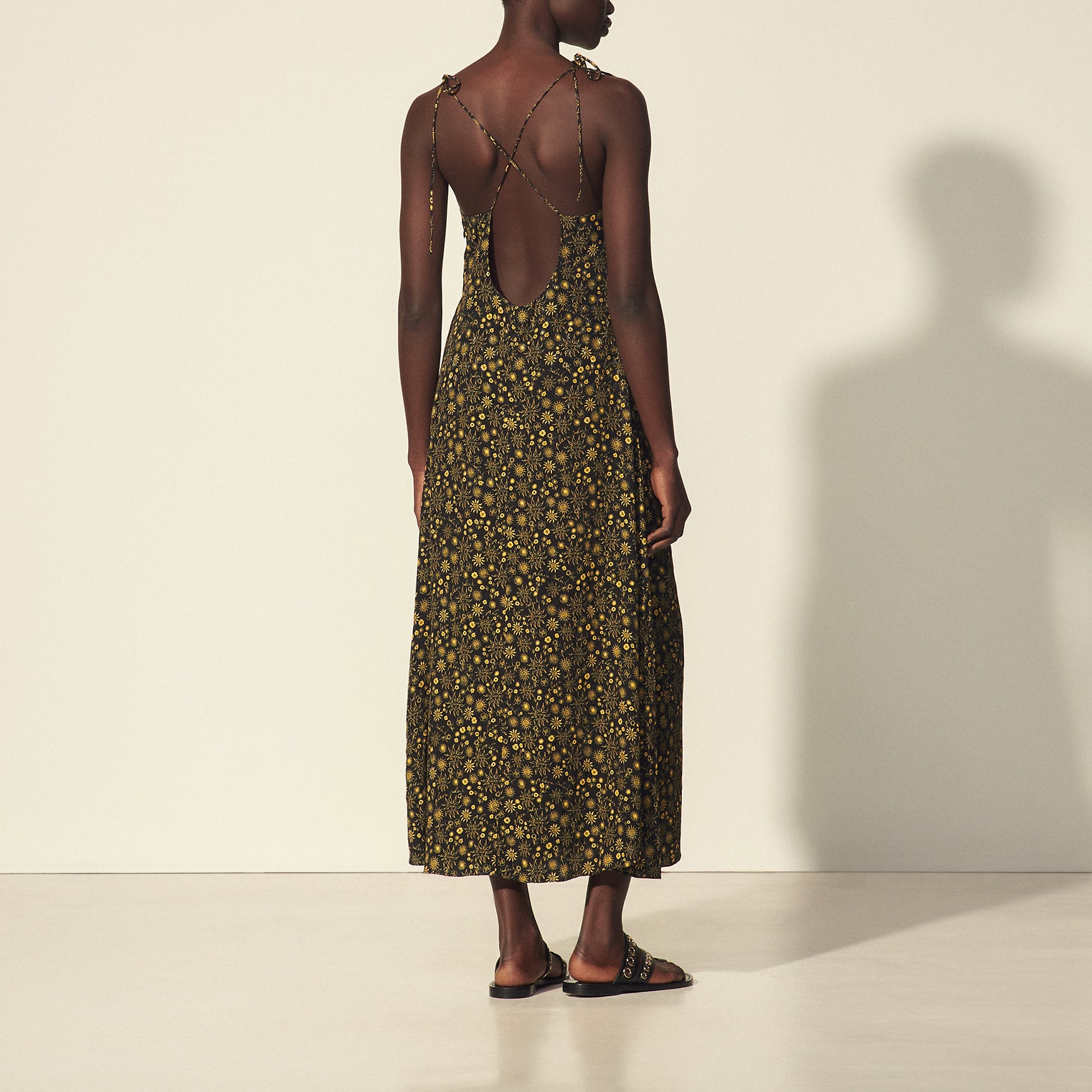 Robe longue imprimée à fines bretelles Sandro seconde main