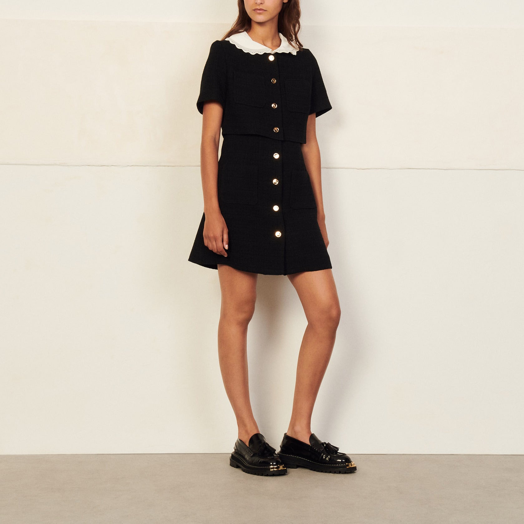 Robe courte en tweed Sandro seconde main