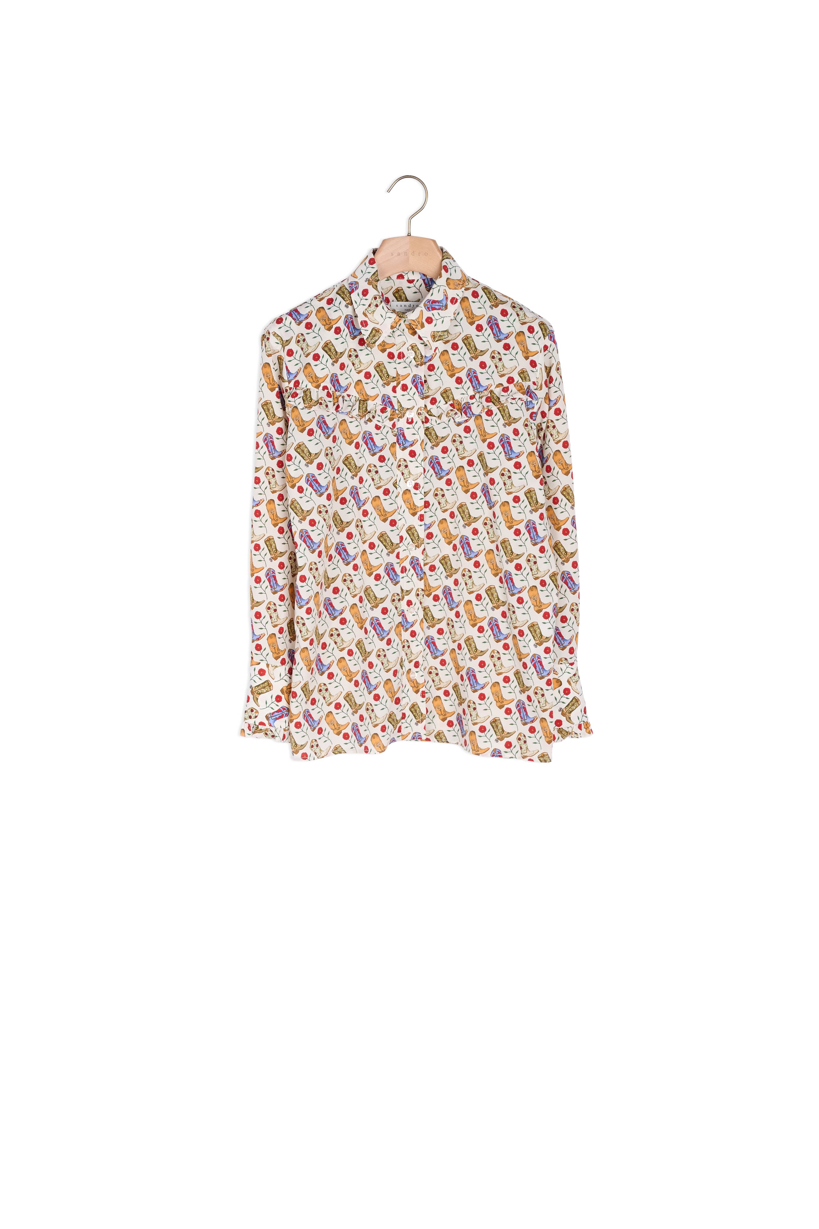 Chemise imprimée ornée de volants Sandro seconde main