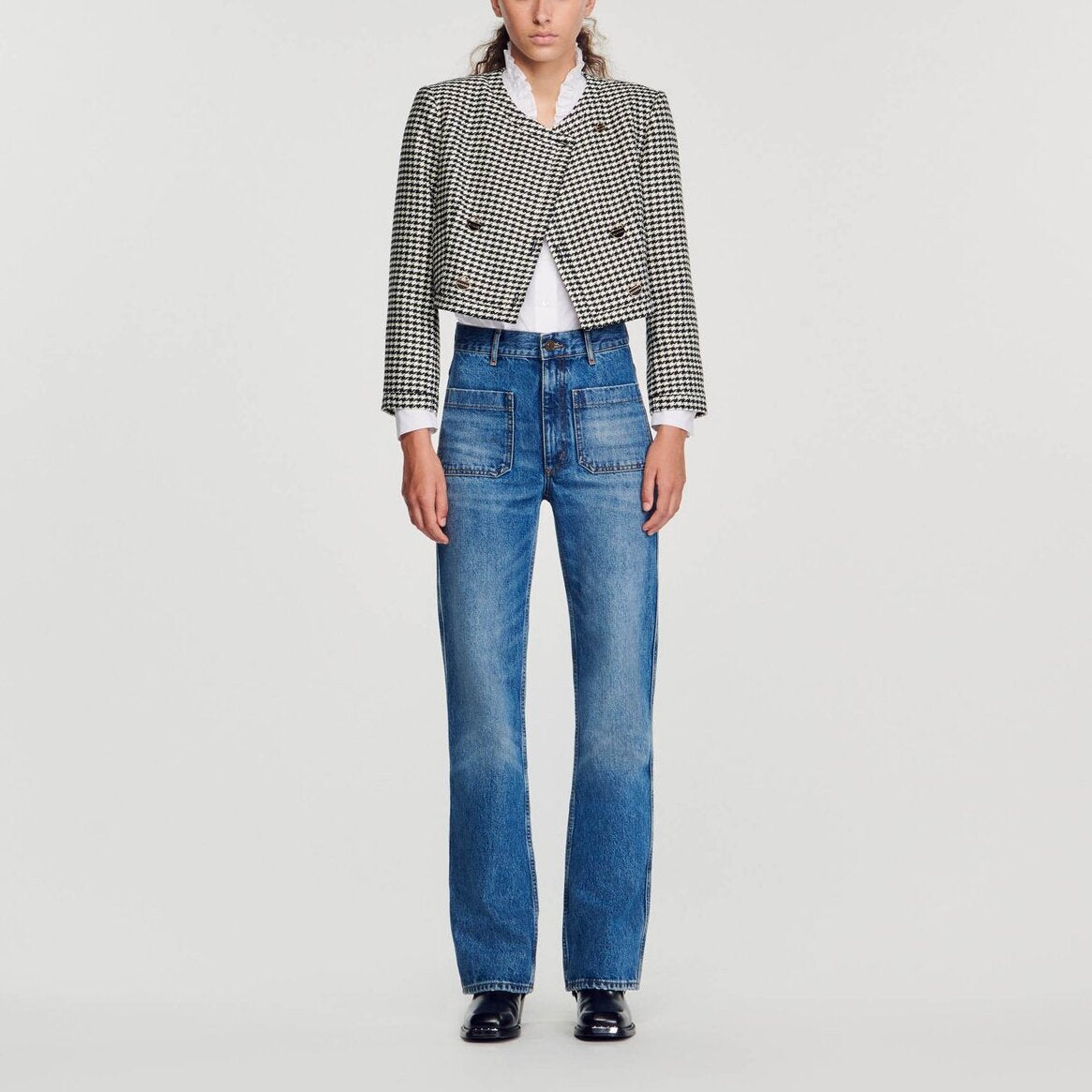 Veste courte pied de poule Sandro seconde main