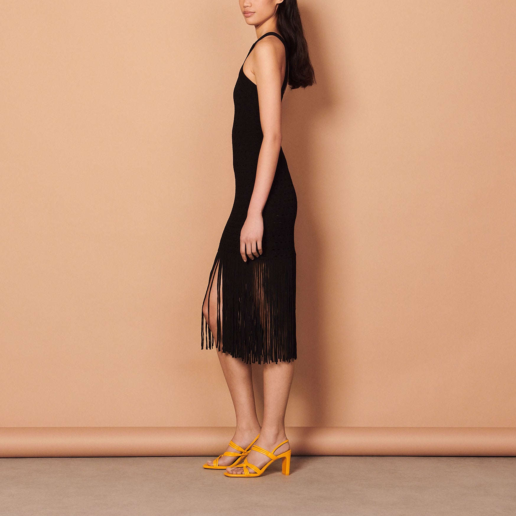 Robe midi frangée en Maille Sandro seconde main