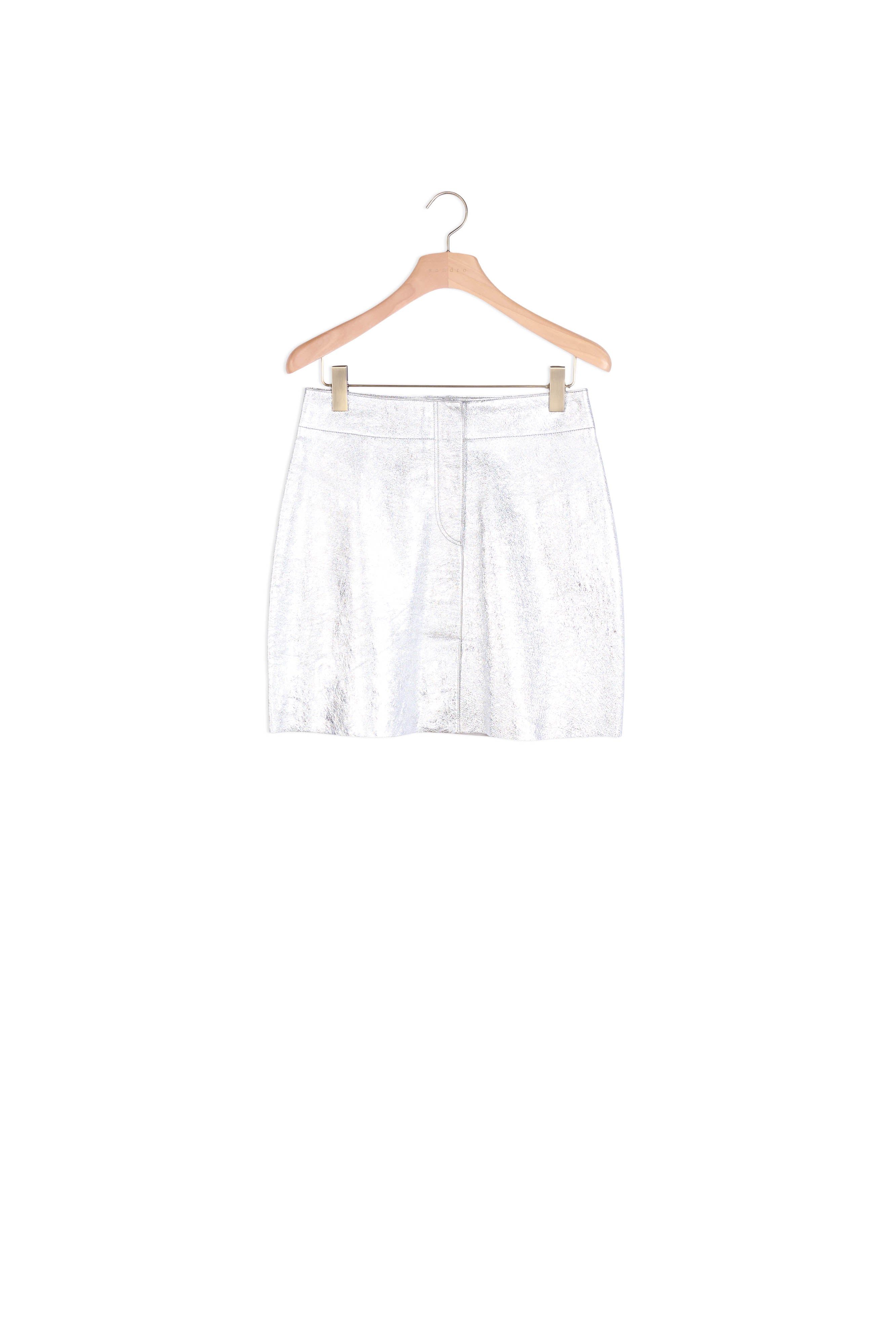 Jupe courte en cuir argenté Sandro seconde main