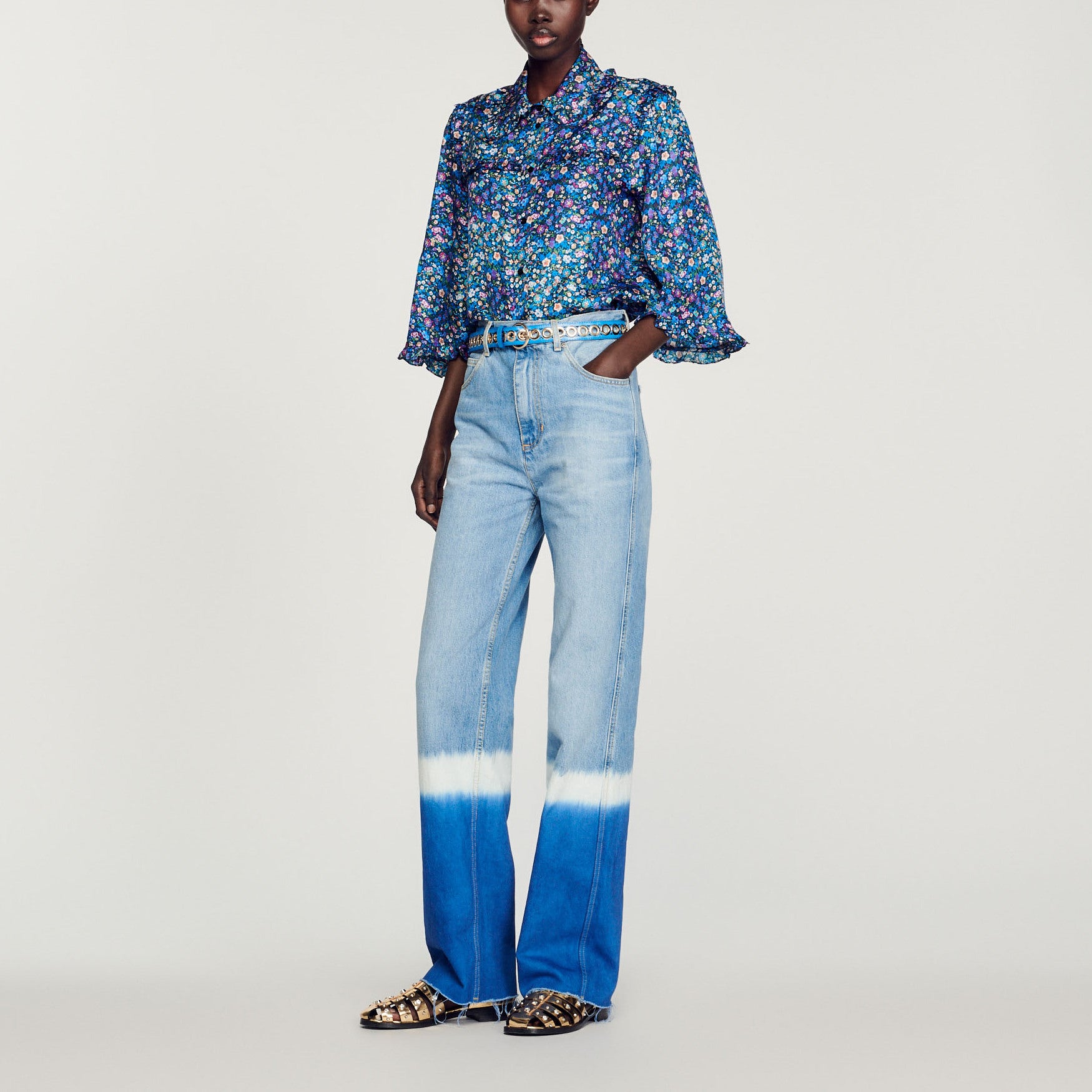 Chemise en soie imprimé fleuri Sandro seconde main