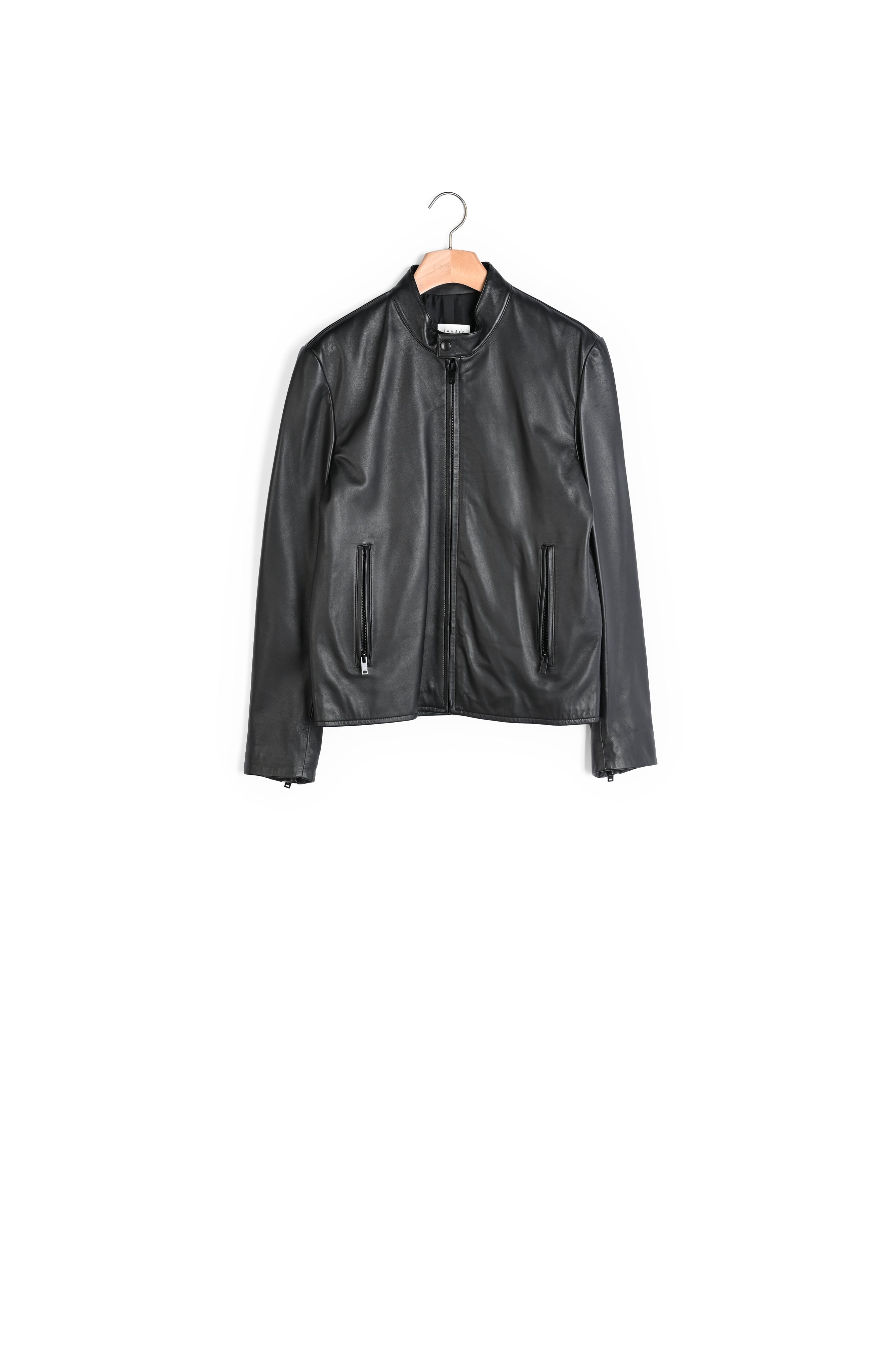 Blouson biker en cuir Sandro seconde main
