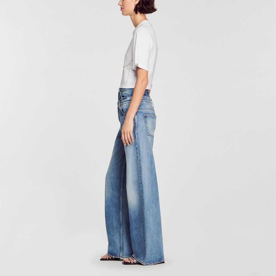 Tee-shirt effet bustier à strass Sandro seconde main