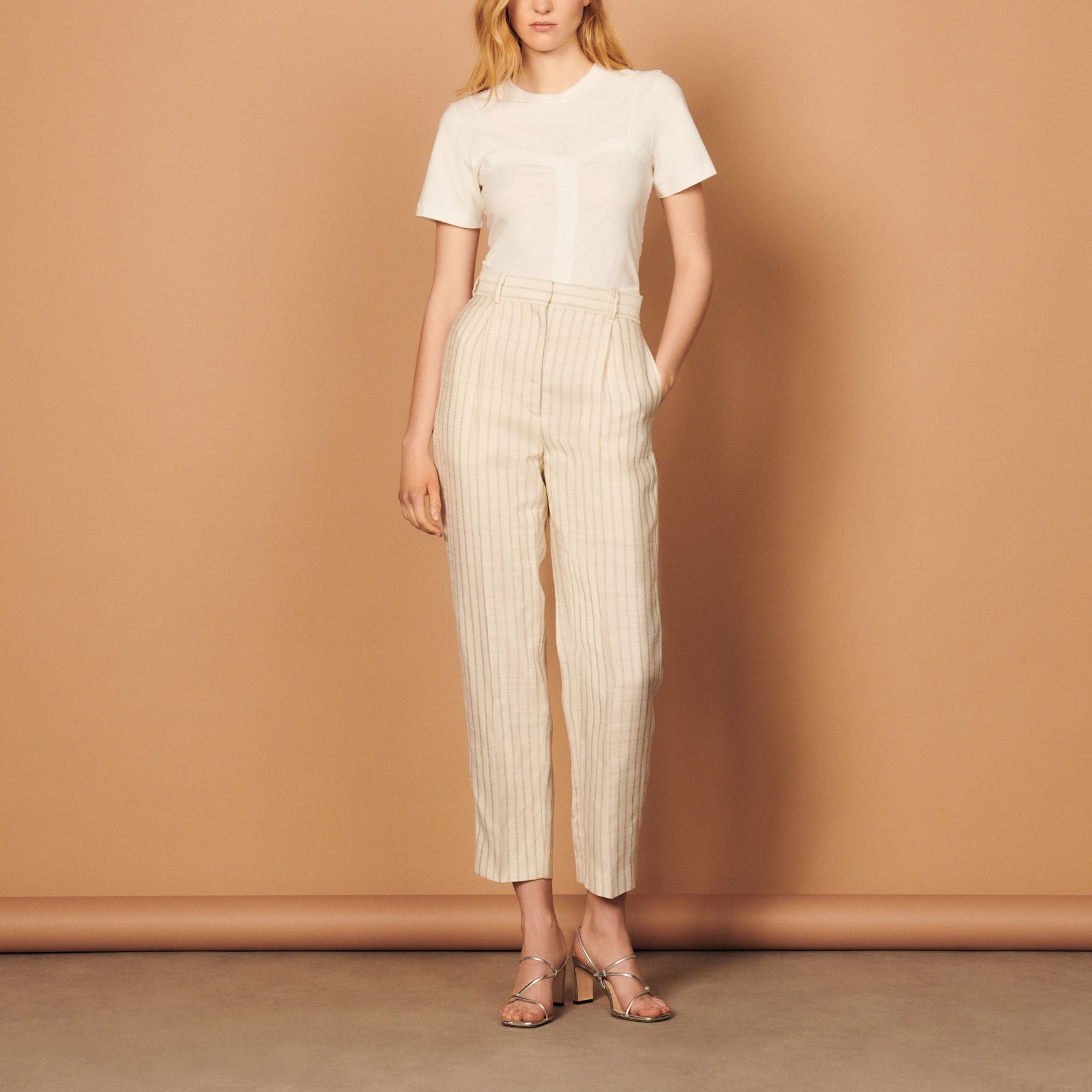 Pantalon droit à rayures Sandro seconde main