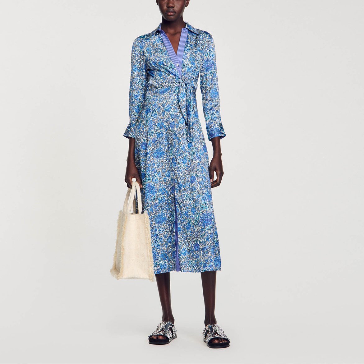 Robe Chemise midi à imprimé fleuri Sandro seconde main