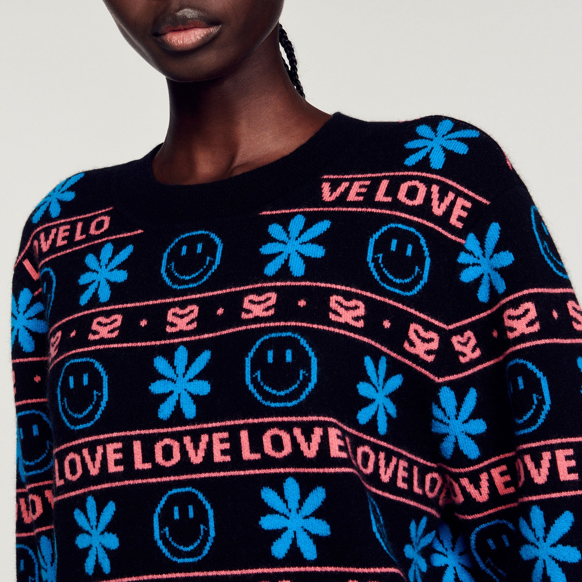 Pull jacquard Smiley© Sandro seconde main