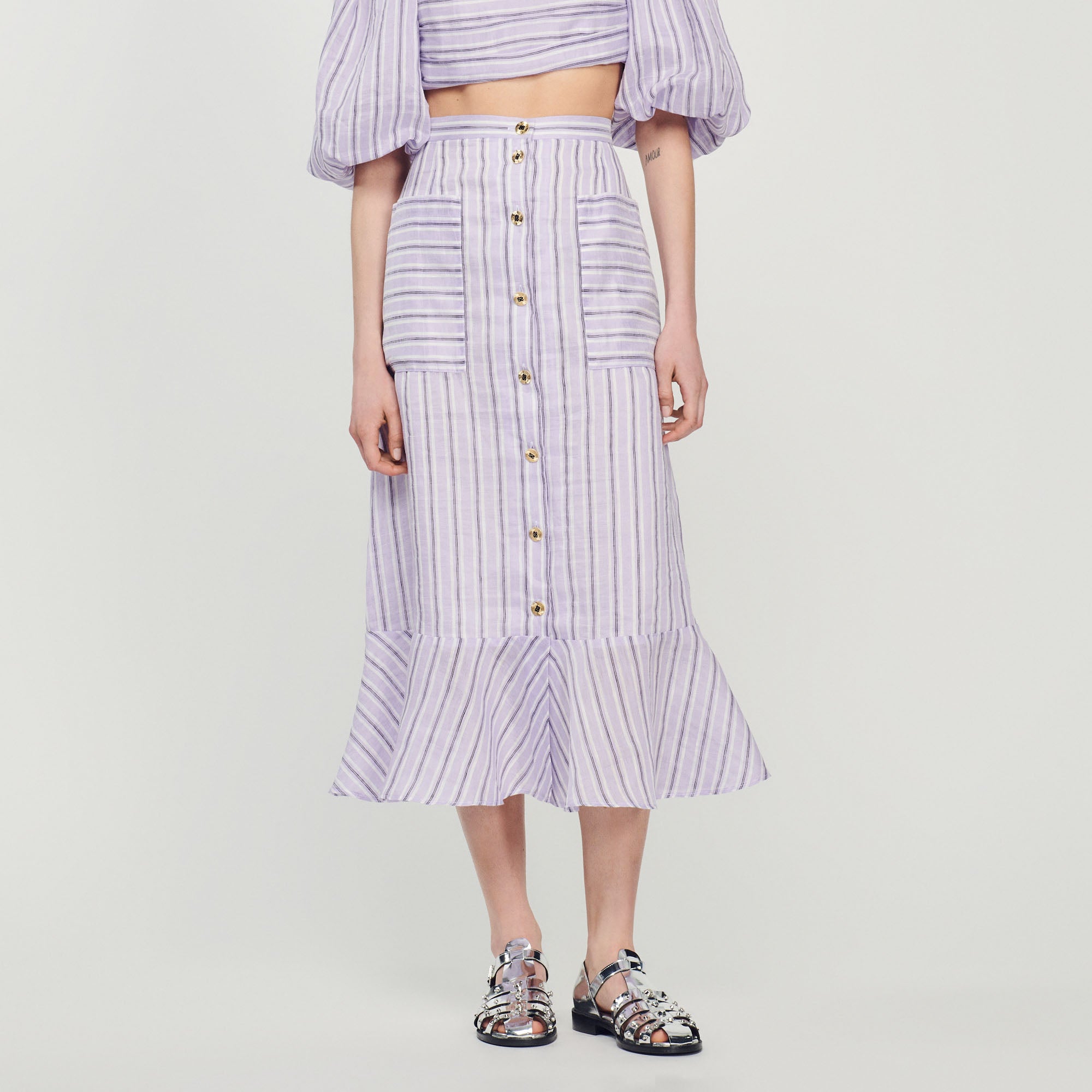 Jupe évasée à rayures Sandro seconde main