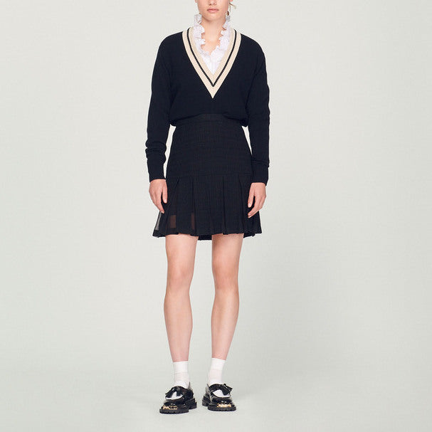 Jupe en tweed à plis Sandro seconde main