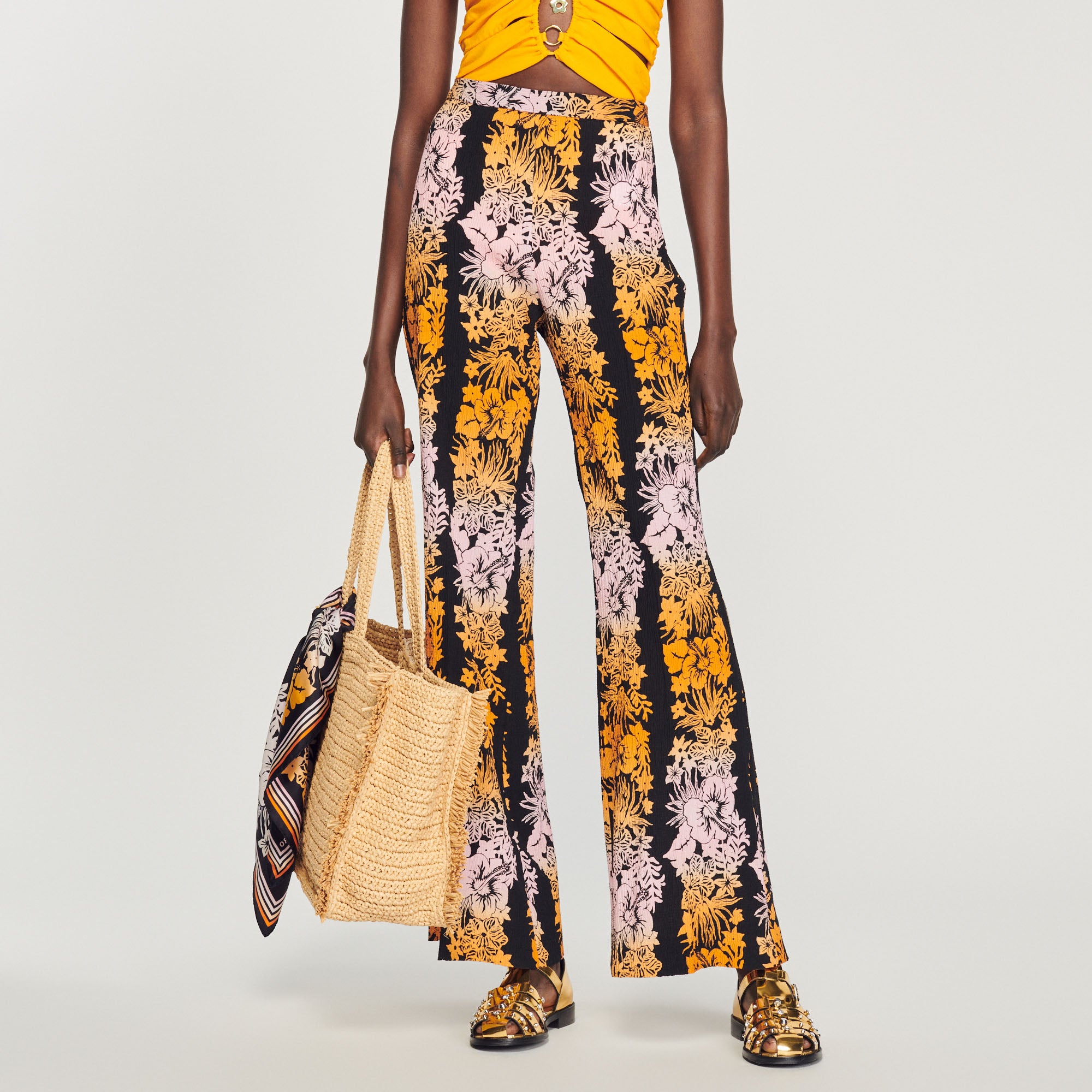 Pantalon fluide imprimé Hawaï Sandro seconde main