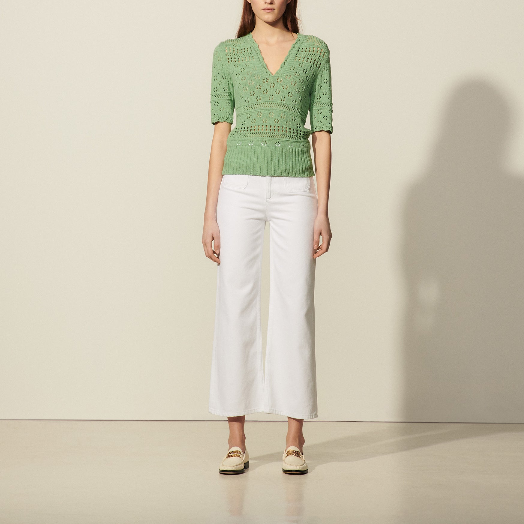 Pull manches courtes en Maille fantaisie Sandro seconde main