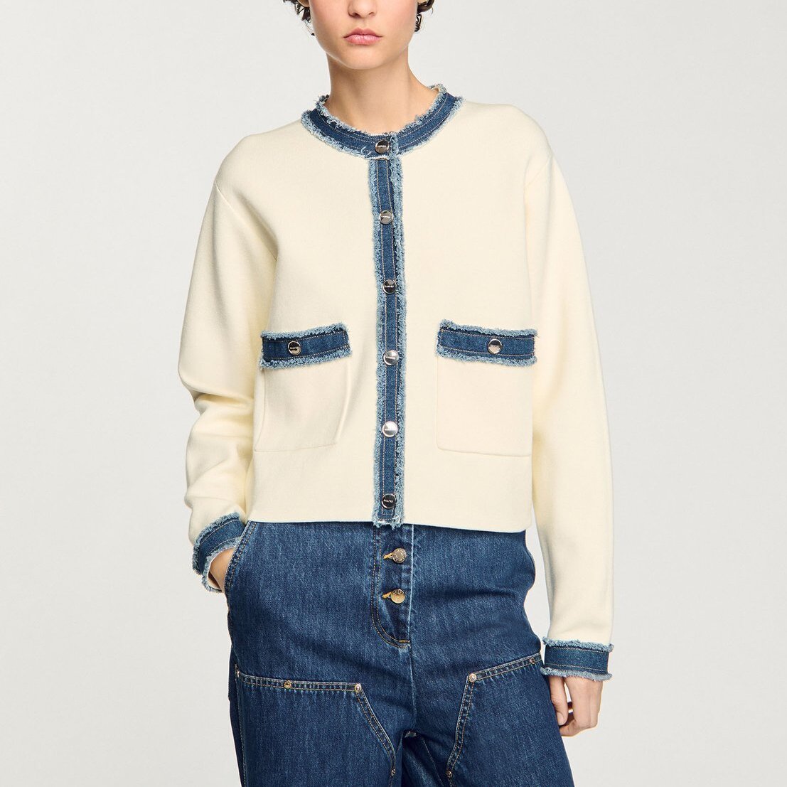 Cardigan à détails denim Sandro seconde main