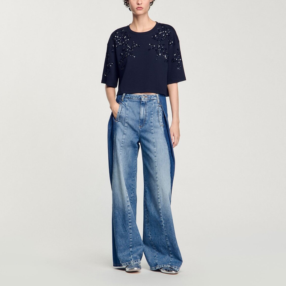 T-shirt à détails perlés Sandro seconde main