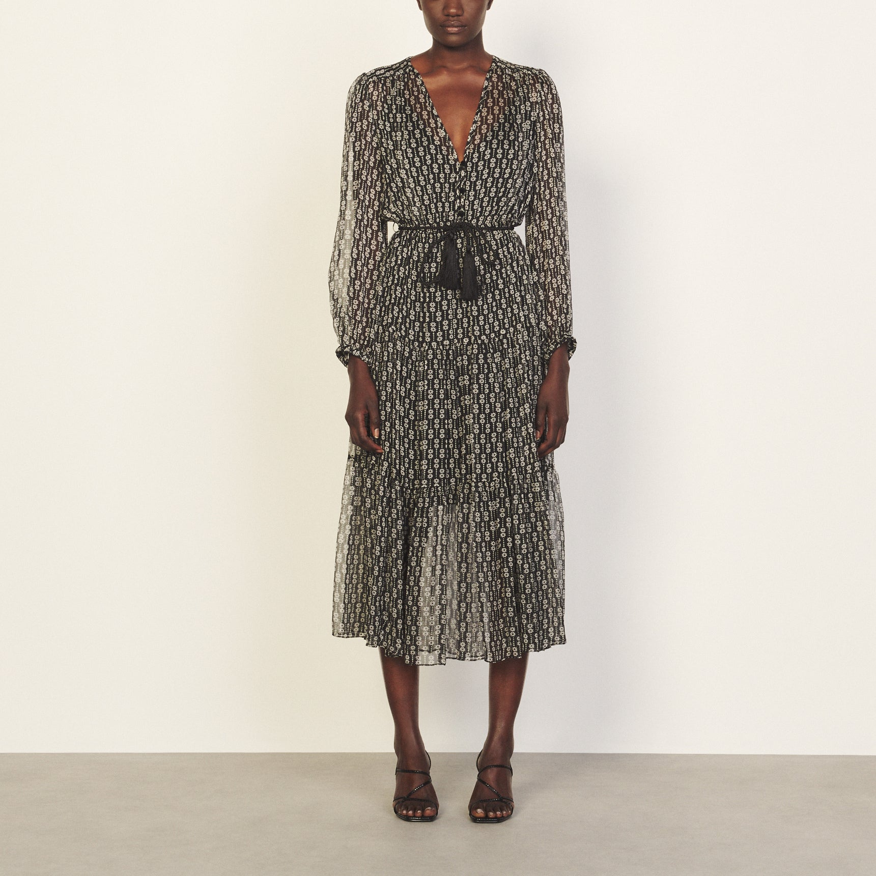 Robe imprimé noir et blanc Sandro seconde main