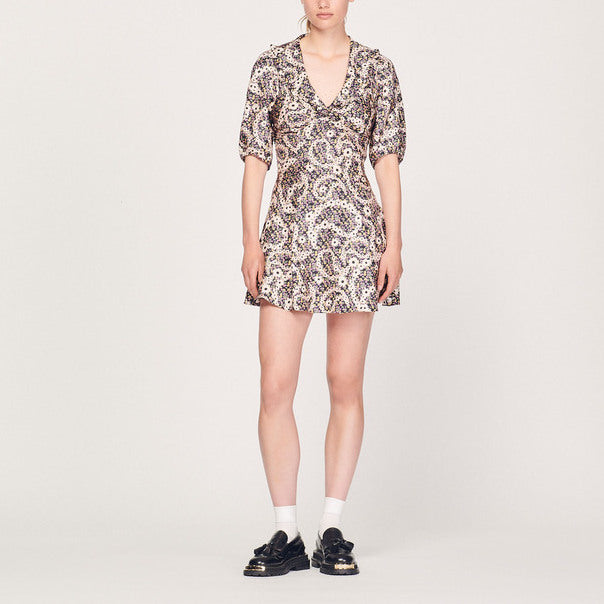 Robe courte à imprimé cachemire fleuri Sandro seconde main