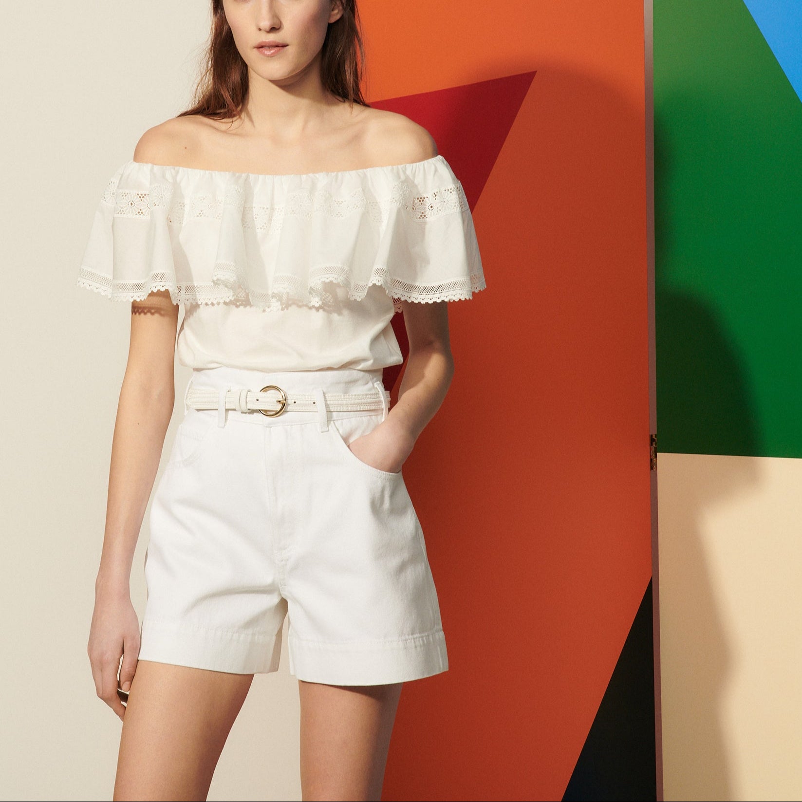 T-shirt à grand volant Sandro seconde main