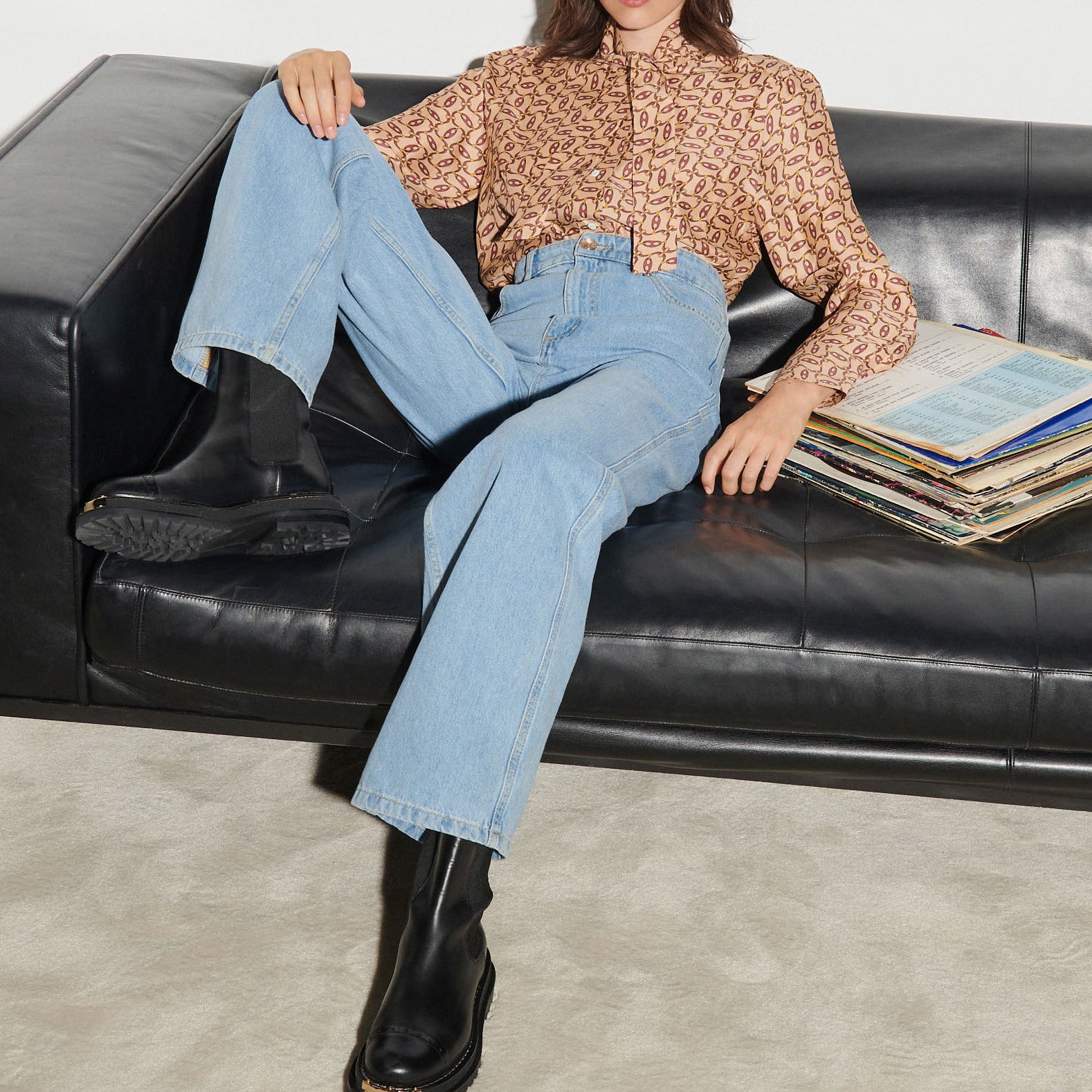 Chemise imprimée avec col cravate Sandro seconde main