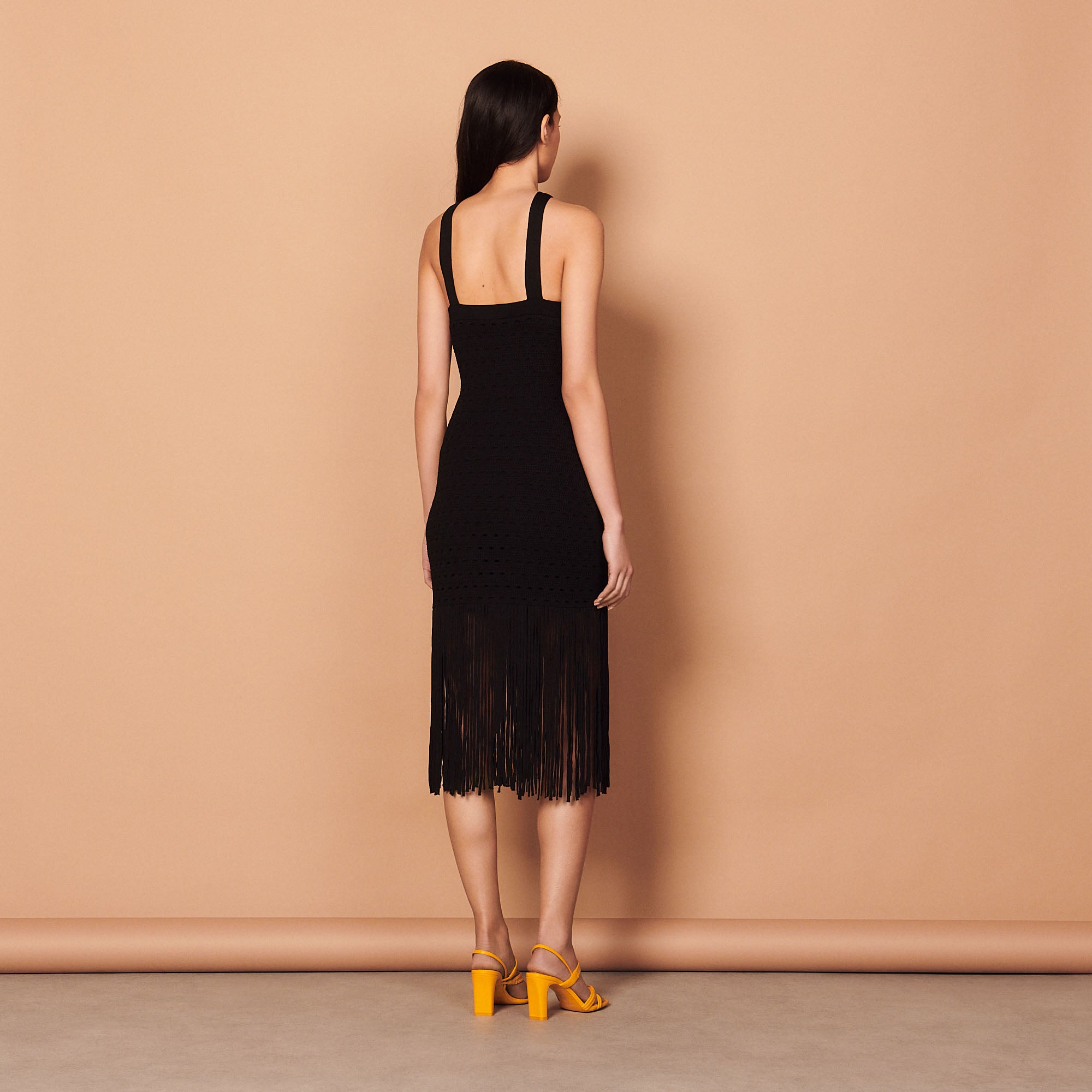 Robe midi frangée en maille Sandro seconde main