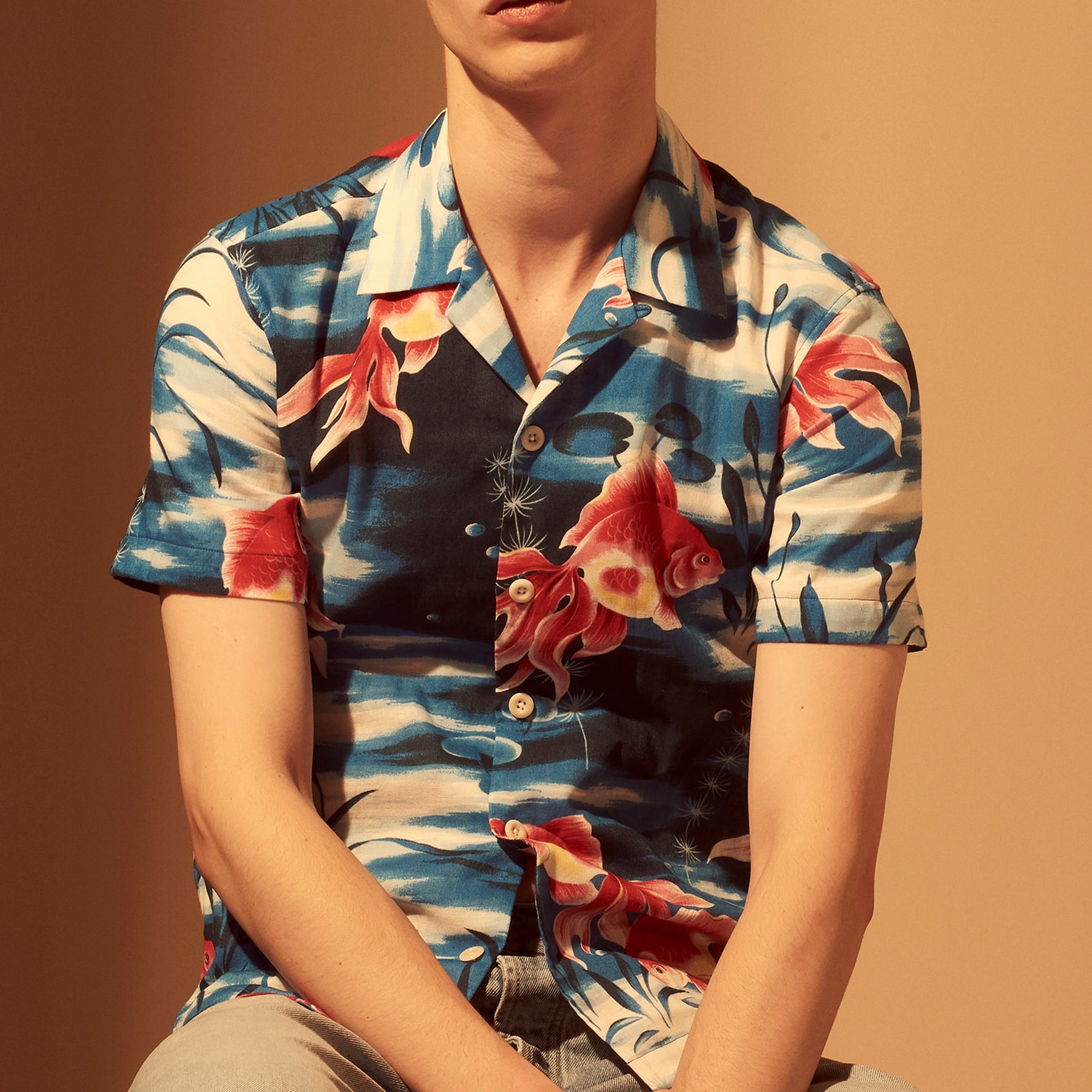 Chemisette hawaienne imprimés poissons Sandro seconde main