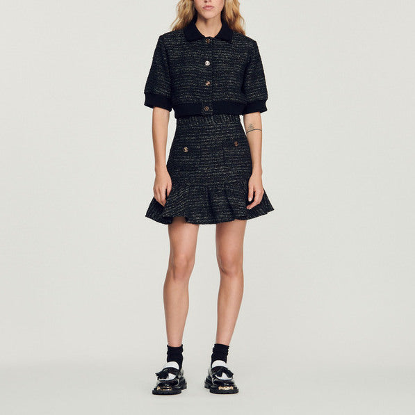 Veste courte en tweed manches courtes Sandro seconde main