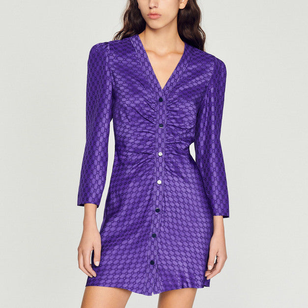 Robe courte froncé jacquard à motifs Sandro seconde main