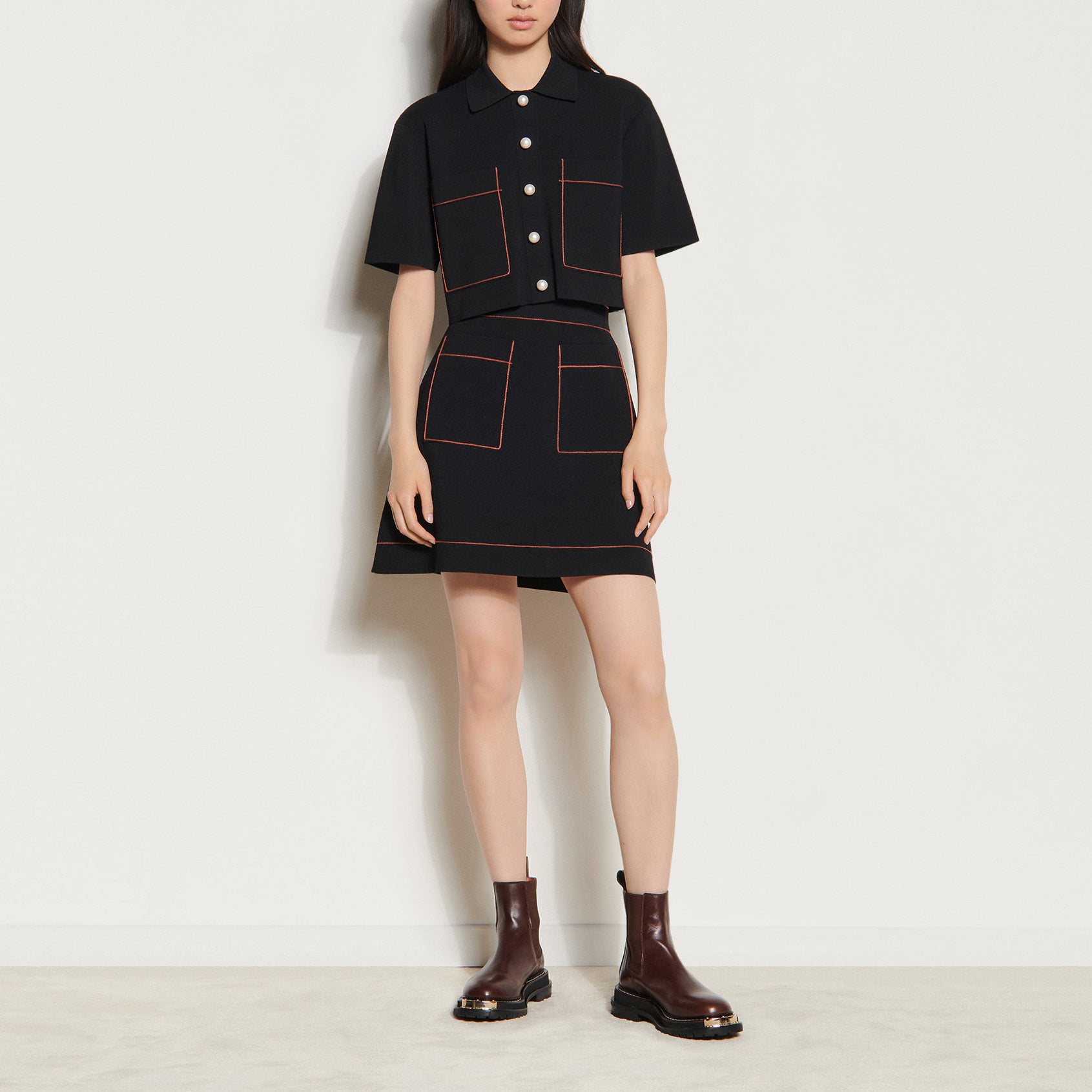 Cardigan court façon Chemisette Sandro seconde main