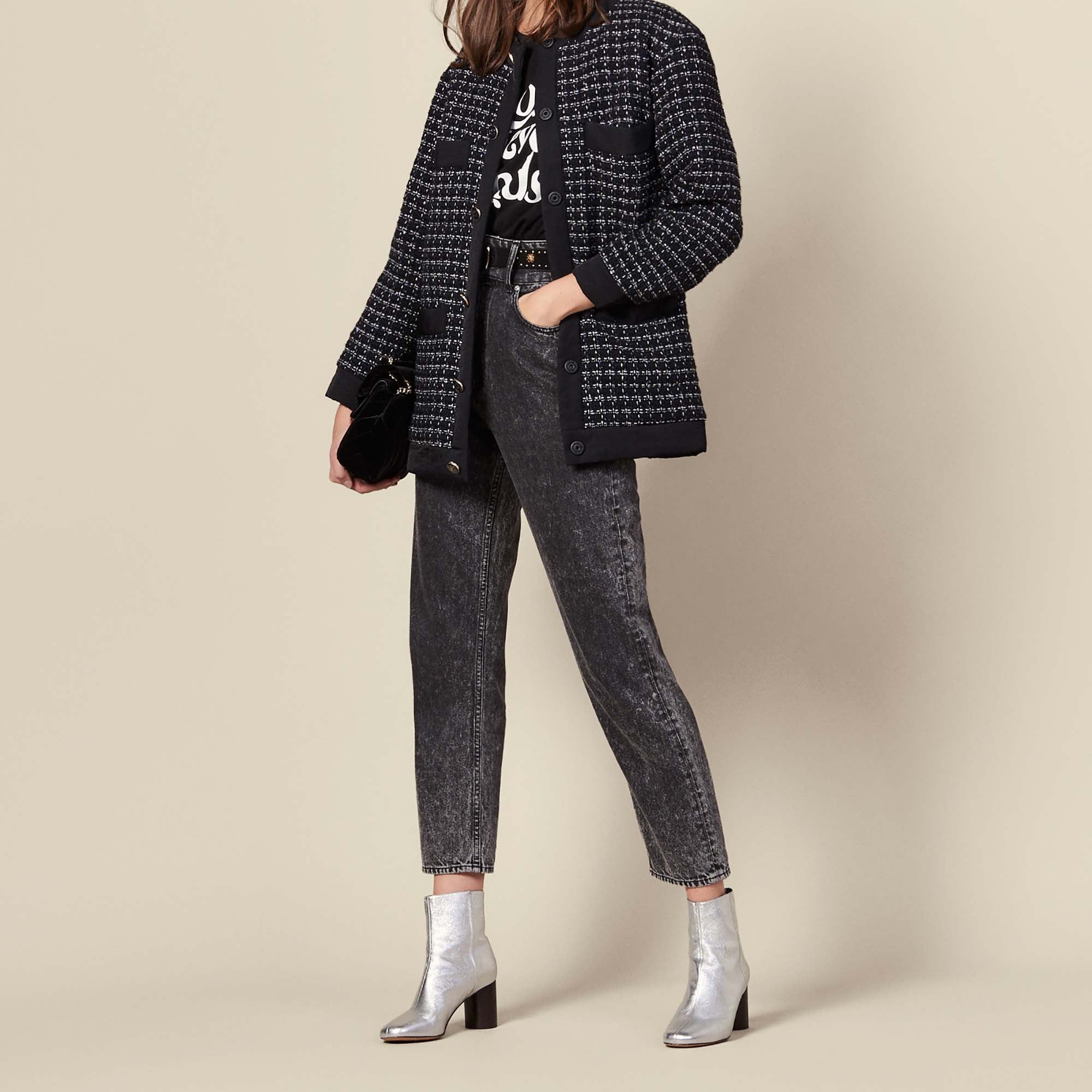 Blouson over size en tweed matelassé Sandro seconde main