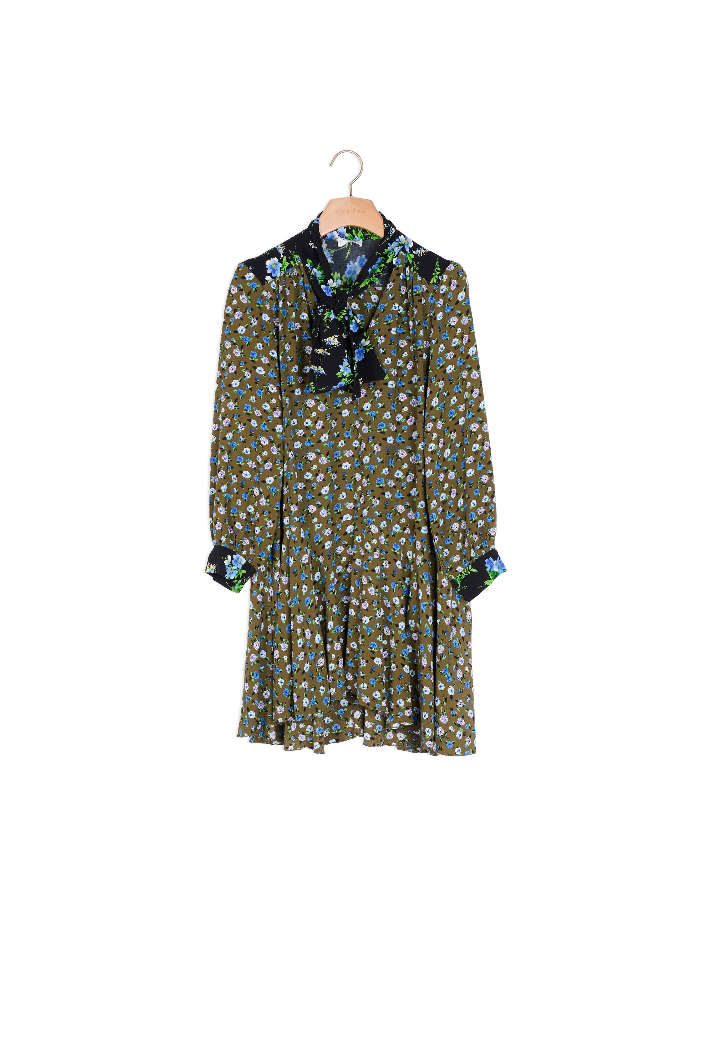 Robe courte imprimée à col lavallière Sandro seconde main