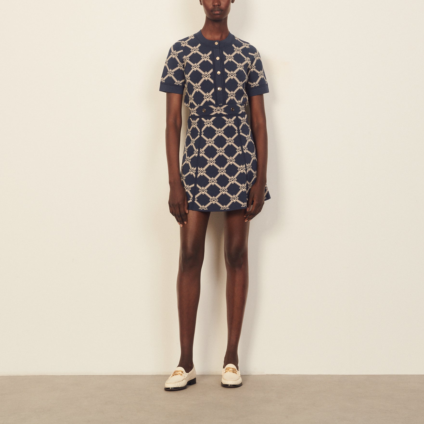 Jupe trapèze en Maille avec jacquard Sandro seconde main