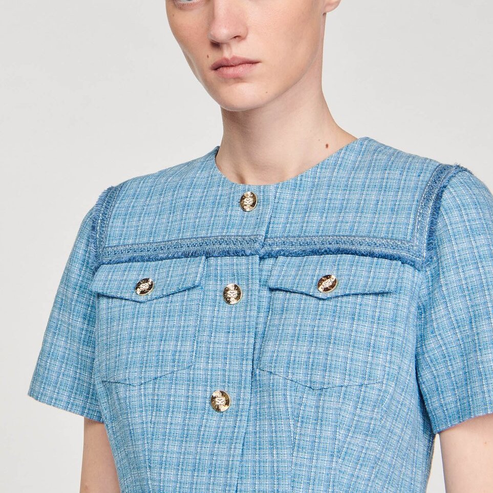 Robe courte boutonnée en tweed Sandro seconde main