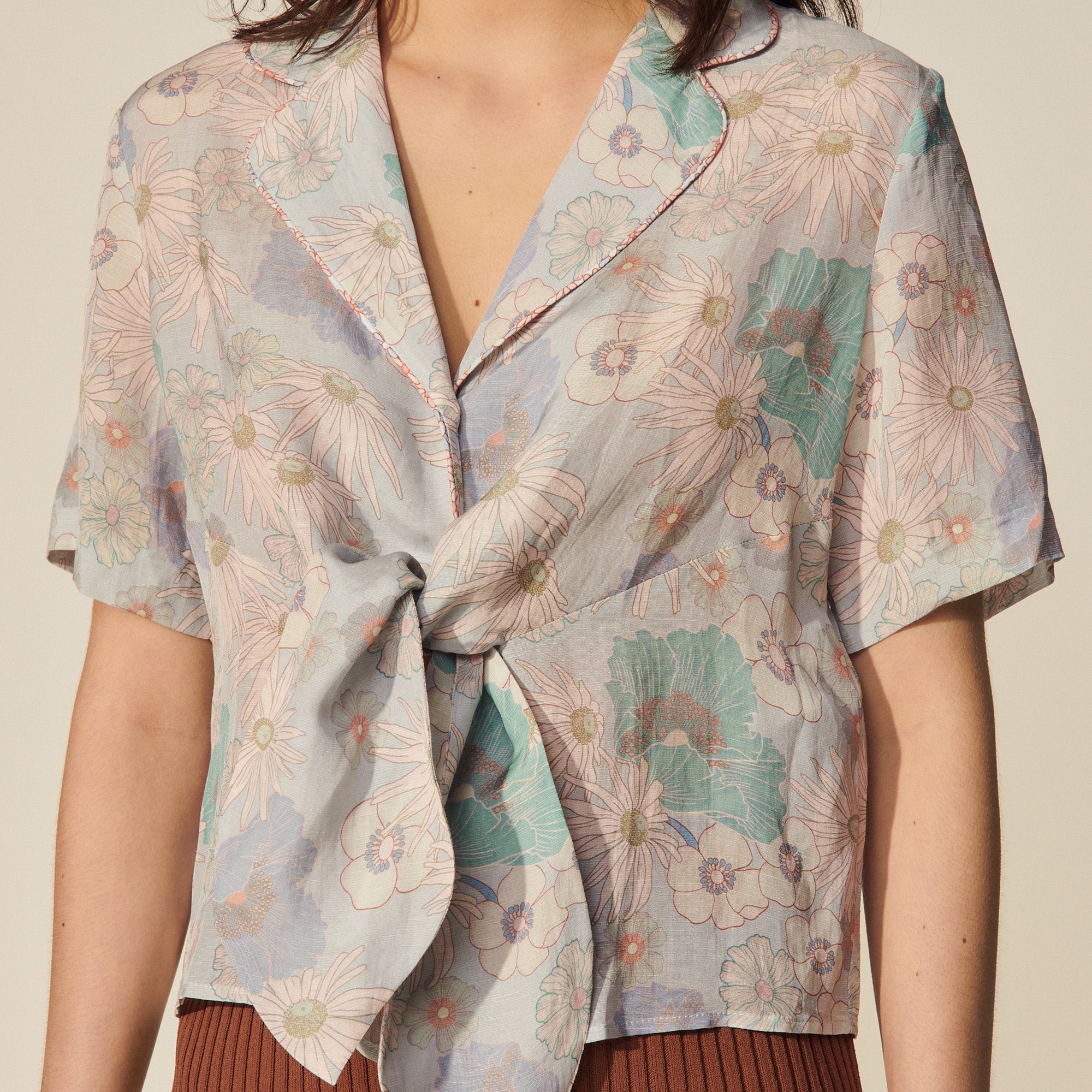 Chemise pyjama imprimée à nouer Sandro seconde main