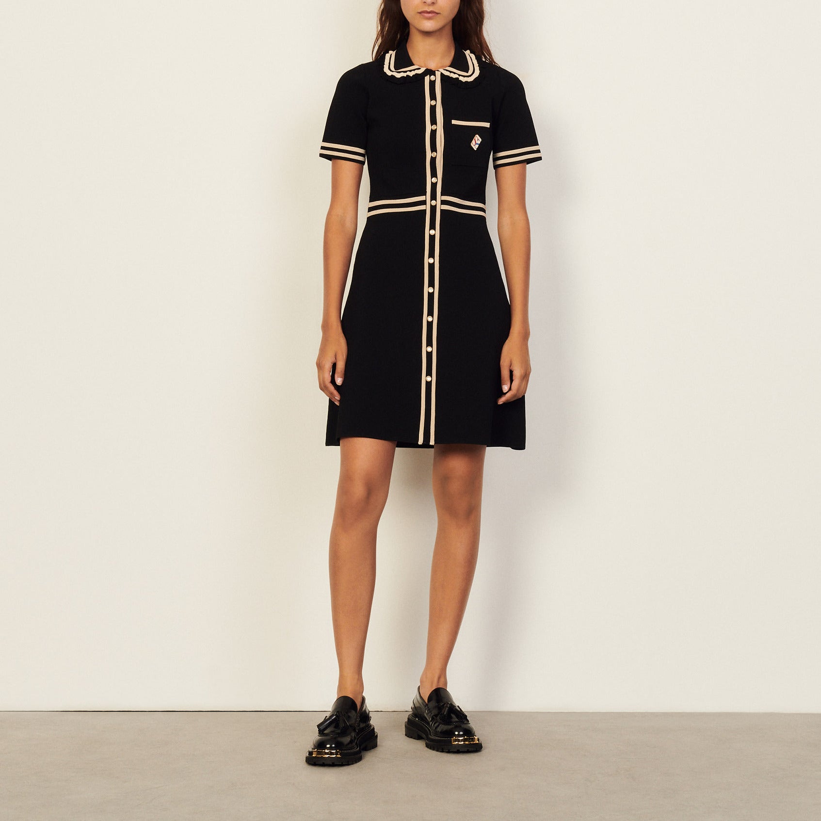 Robe manches courtes et galon contrasté Sandro seconde main