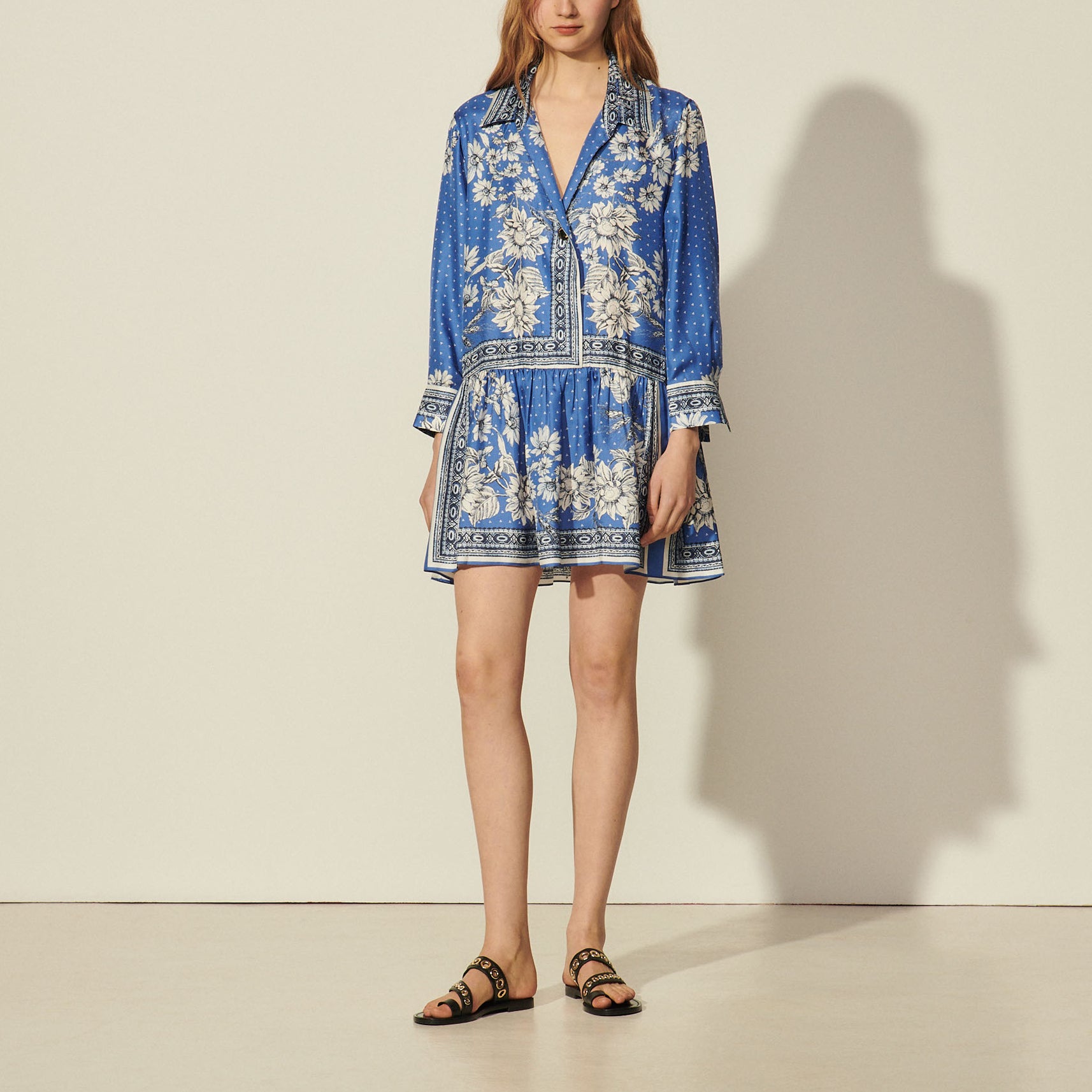 Robe en soie imprimée Sandro seconde main